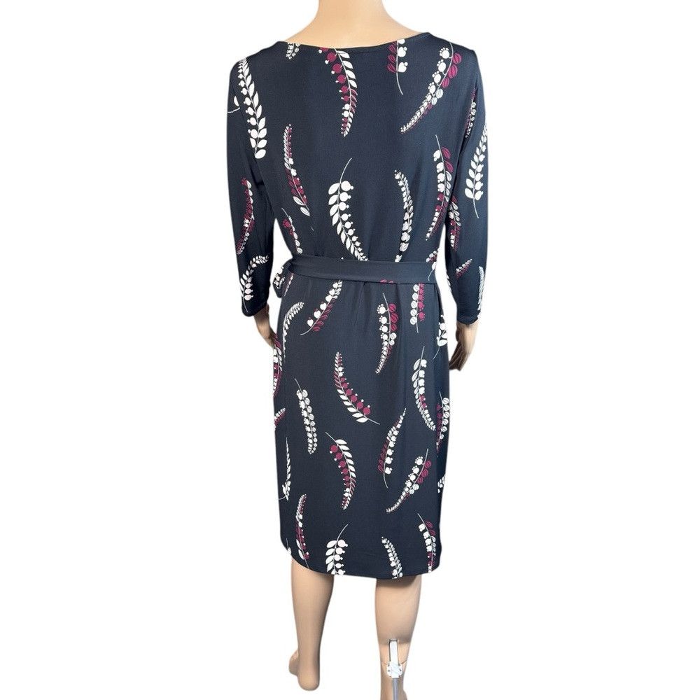 Ann Taylor Ann Taylor Black Floral Print 3/4 Sleeve Side Tie Dress Siz Size S / US 4 / IT 40 - 3 Thumbnail