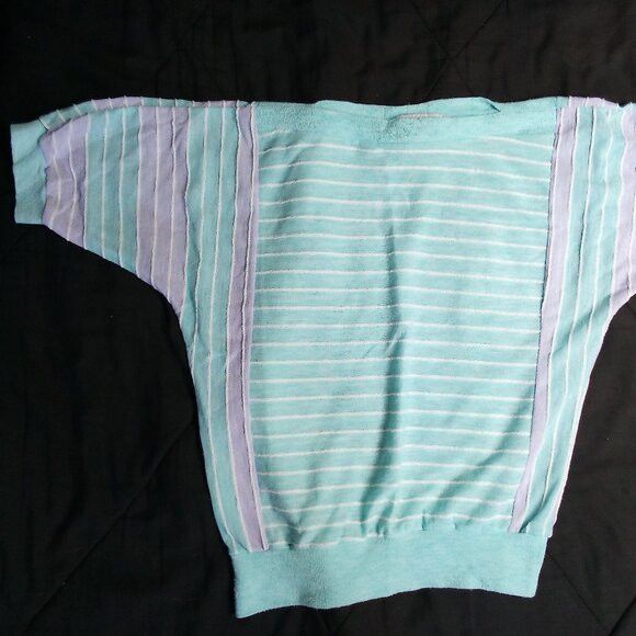 Vintage Vintage Randy Hall Striped Cable Knit Sweater Short Sleeve Size M / US 6-8 / IT 42-44 - 3 Thumbnail