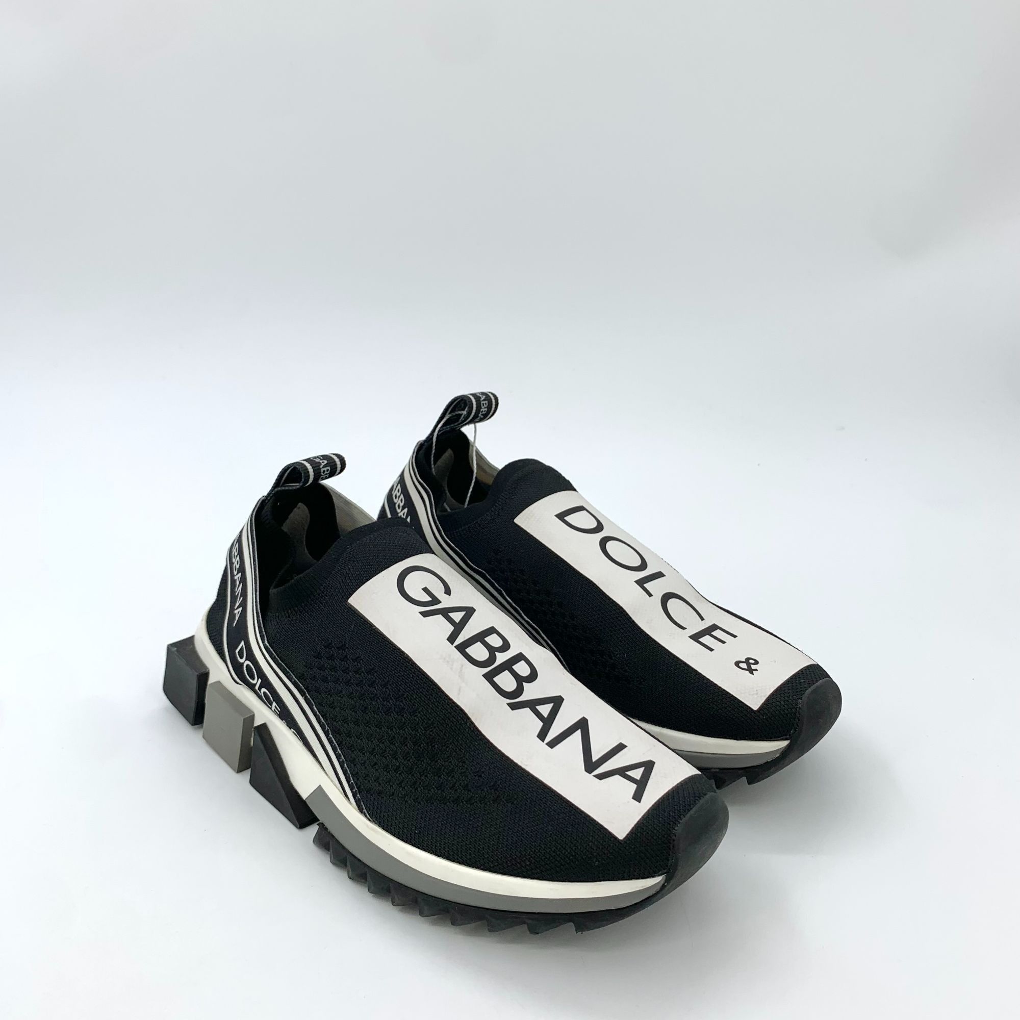 Dolce & Gabbana H9352 Dolce & Gabbana Black & White Logo Stretch Slip-On Sne Size US 7.5 / EU 40-41 - 2 Thumbnail