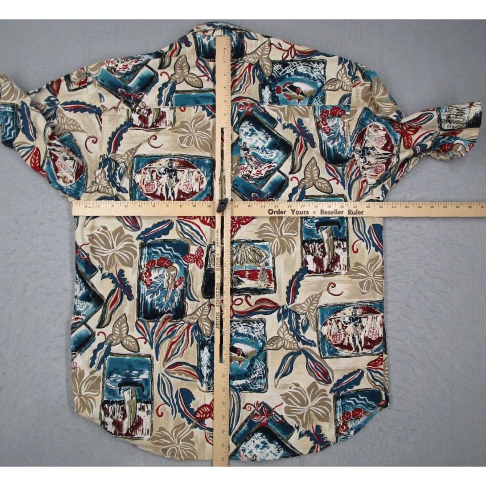 Vintage VINTAGE Straight Down Men's Hawaiian Shirt Short Sleeve Large Beige Bohemian Tropical Resort Nautical AOP Size US L / EU 52-54 / 3 - 4 Thumbnail
