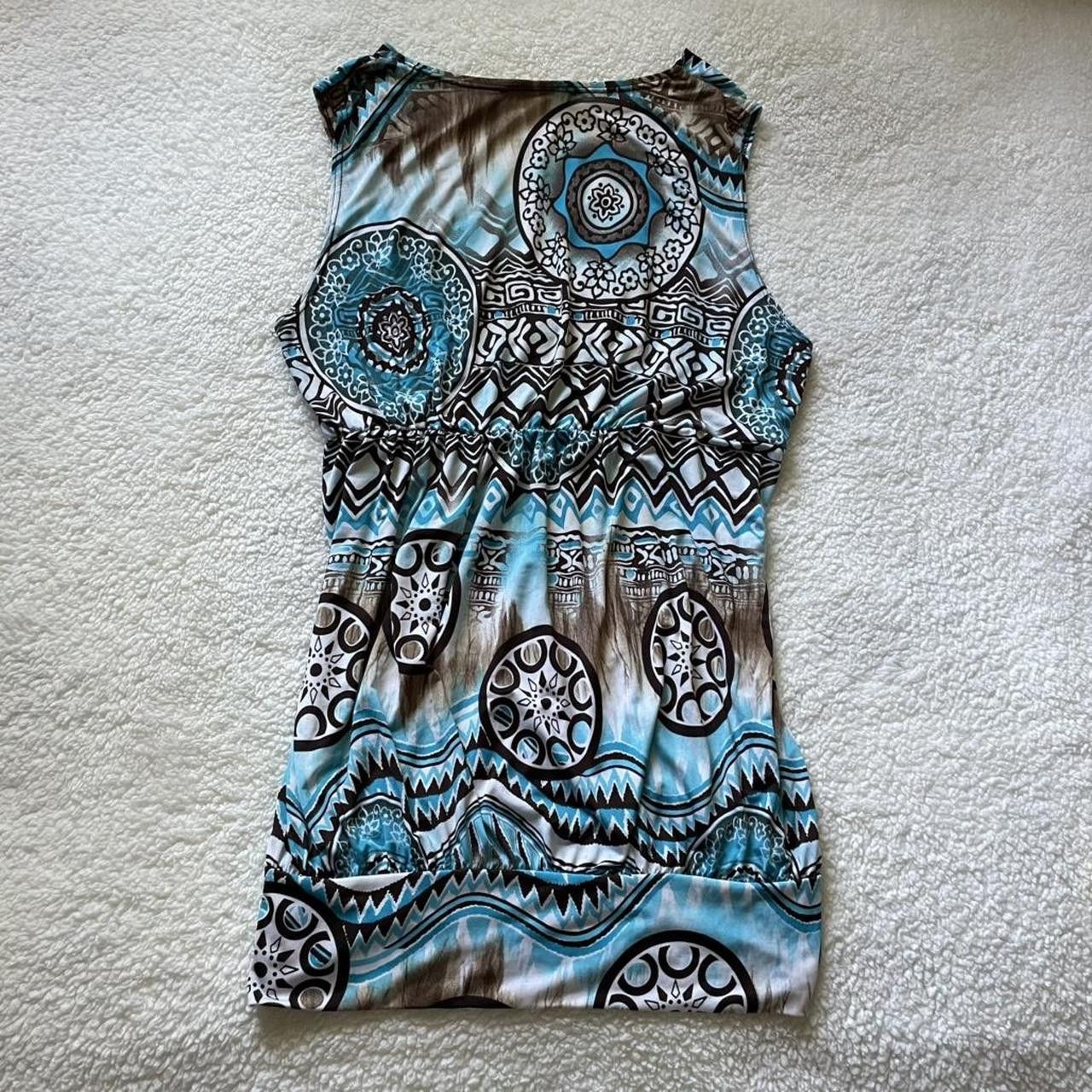 Vintage Y2K Sirens blue & brown printed sleeveless top Size S / US 4 / IT 40 - 4 Thumbnail