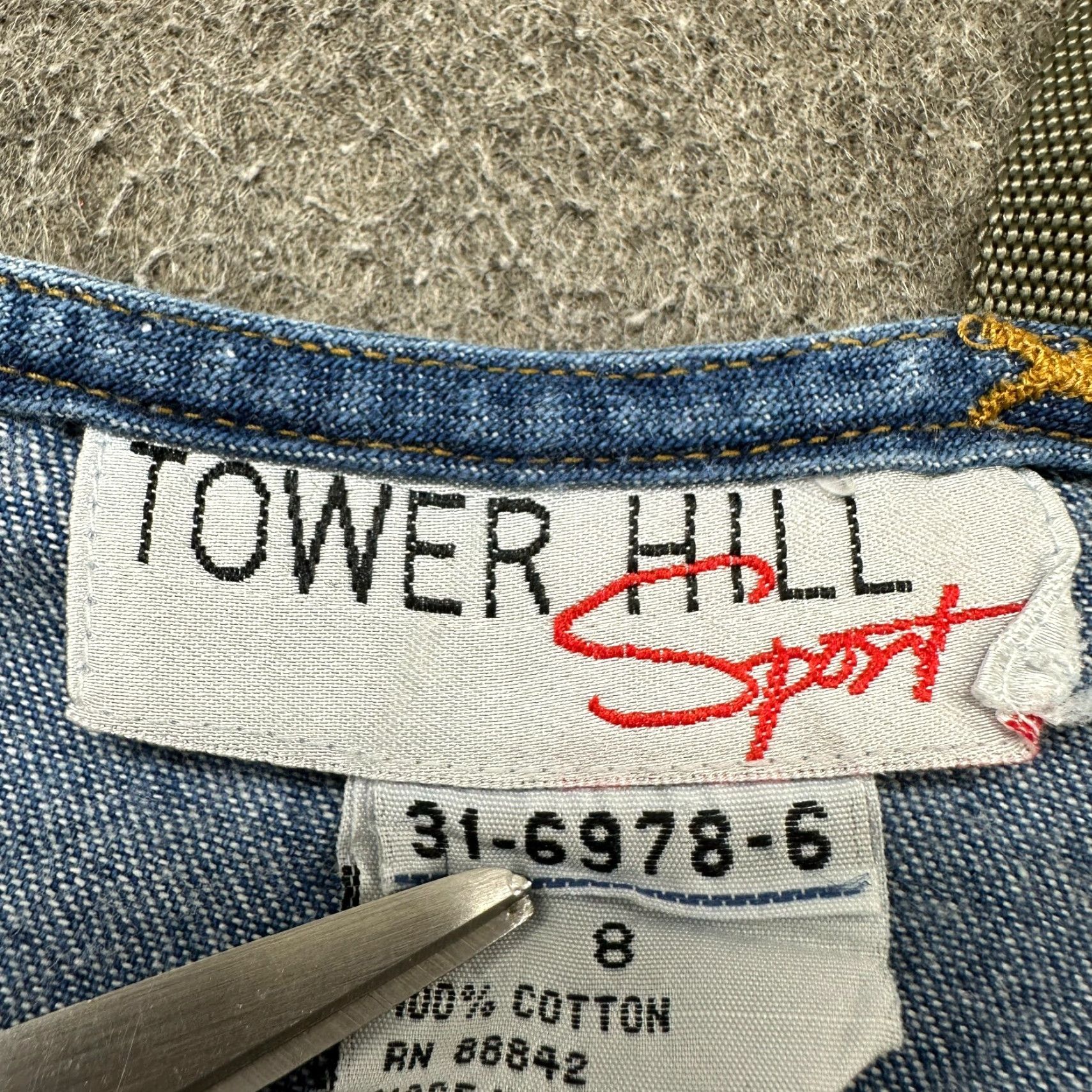 Denime VINTAGE Tower Hill Overall Dress Womens 8 Blue Denim Midi Cottagecore 90s Denim Size 30" / US 8 / IT 44 - 3 Thumbnail