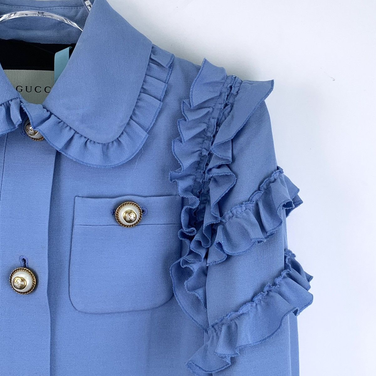 Gucci Gucci Blue Lace Sequin Mulberry Silk Long Sleeve Jacket Size S / US 4 / IT 40 - 3 Thumbnail