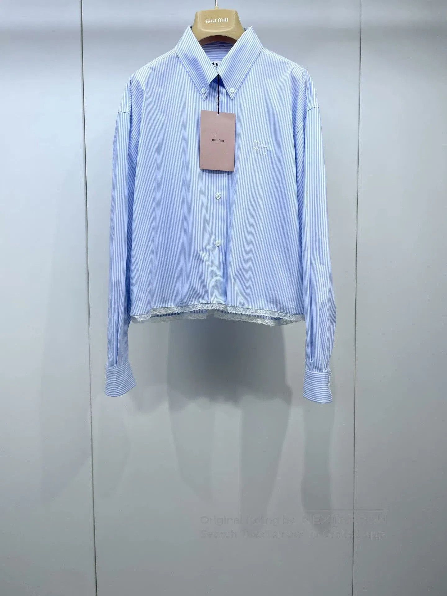 Miu Miu Miu Miu Lace Panel Vertical Stripe Shirt. Size S / US 4 / IT 40 - 1 Thumbnail