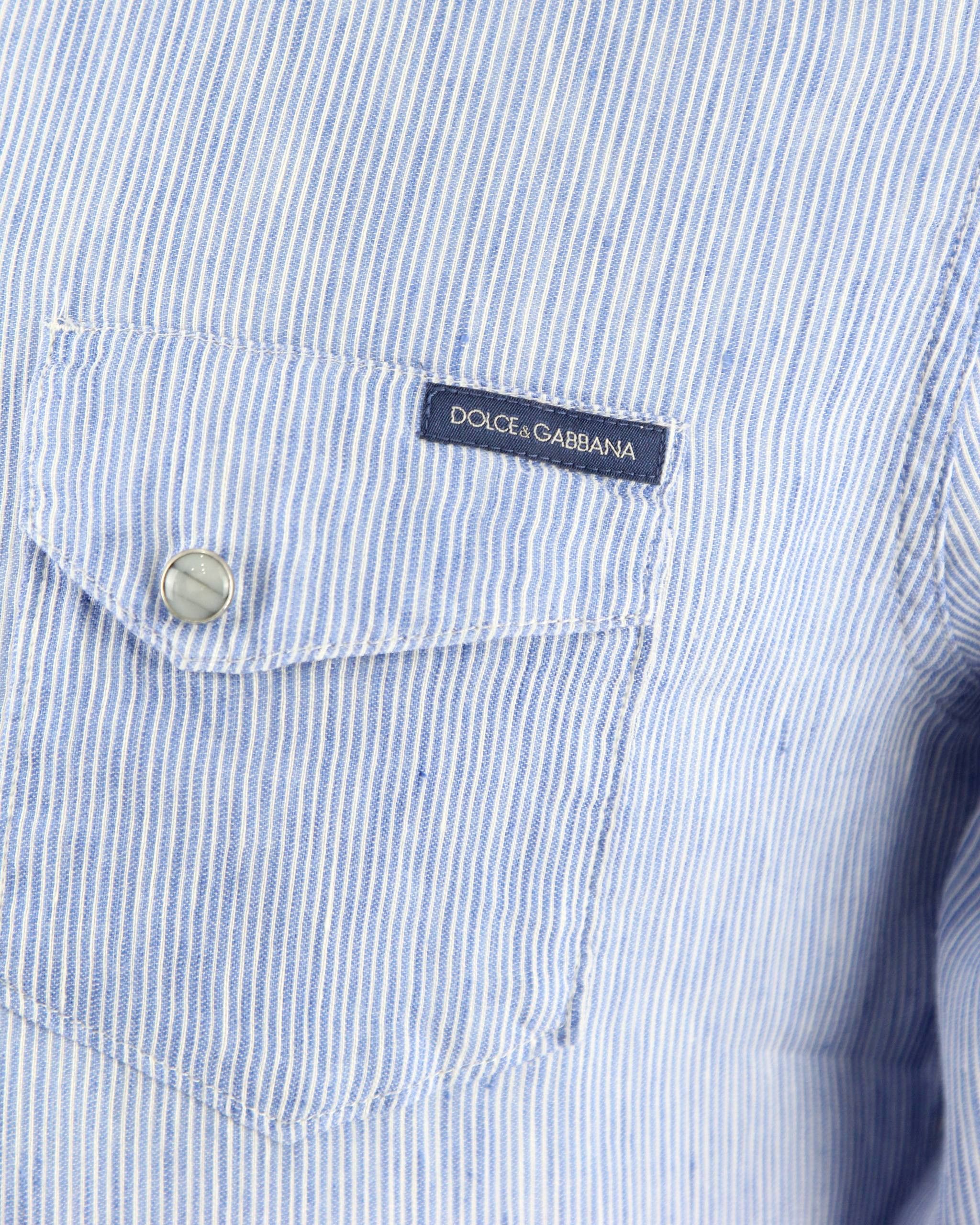 Dolce & Gabbana DOLCE&GABBANA Striped linen and cotton shirt Size US L / EU 52-54 / 3 - 5 Thumbnail