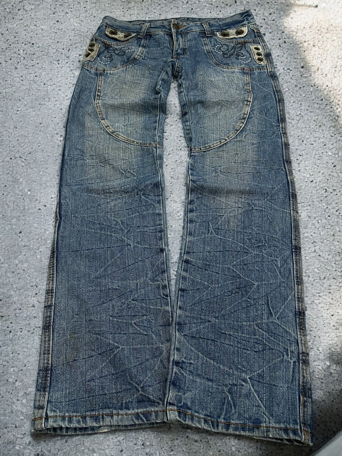 20471120 × Hysteric Glamour × Japanese Brand JWYZ Pocketwork Baggy Distressed Clawn Mark Rivet Button Size US 32 / EU 48 - 1 Thumbnail