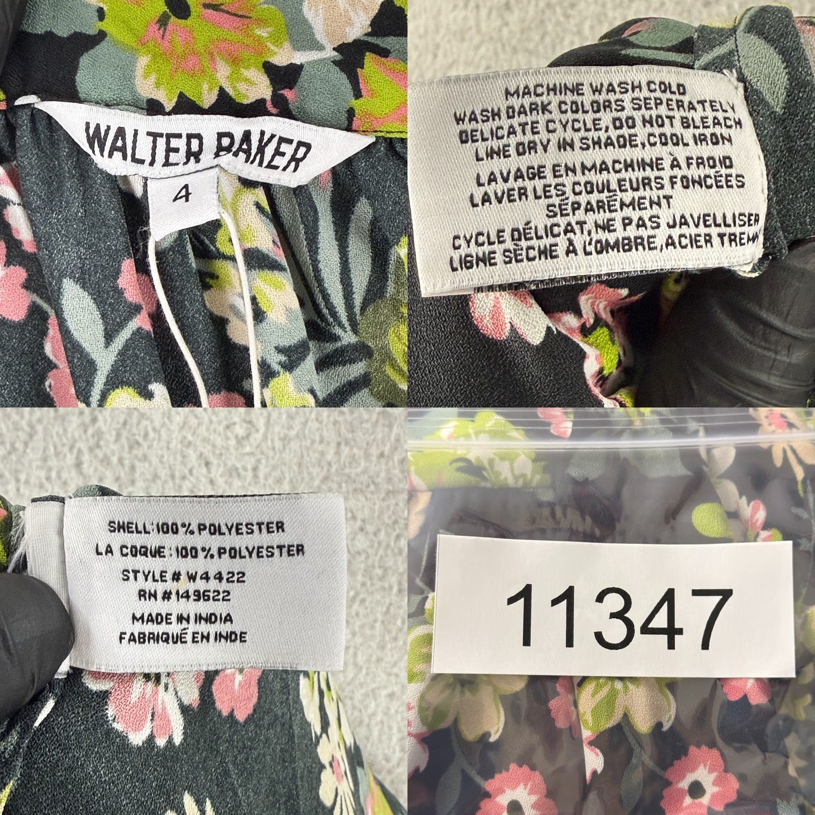Vintage Walter Baker Lucy Midi Skirt Womens Size 4 Black Floral Bungalow Bloom Tiered Size 27" / US 4 / IT 40 - 8 Thumbnail