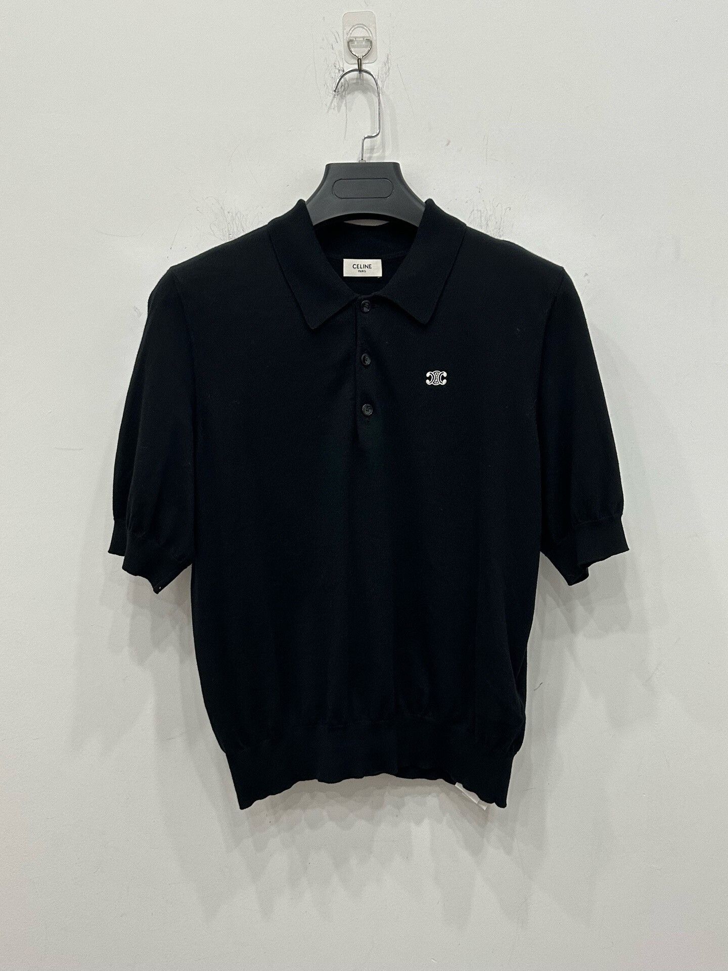 Celine Celine Black Triomphe Logo Knit Polo S Size US S / EU 44-46 / 1 - 1 Thumbnail