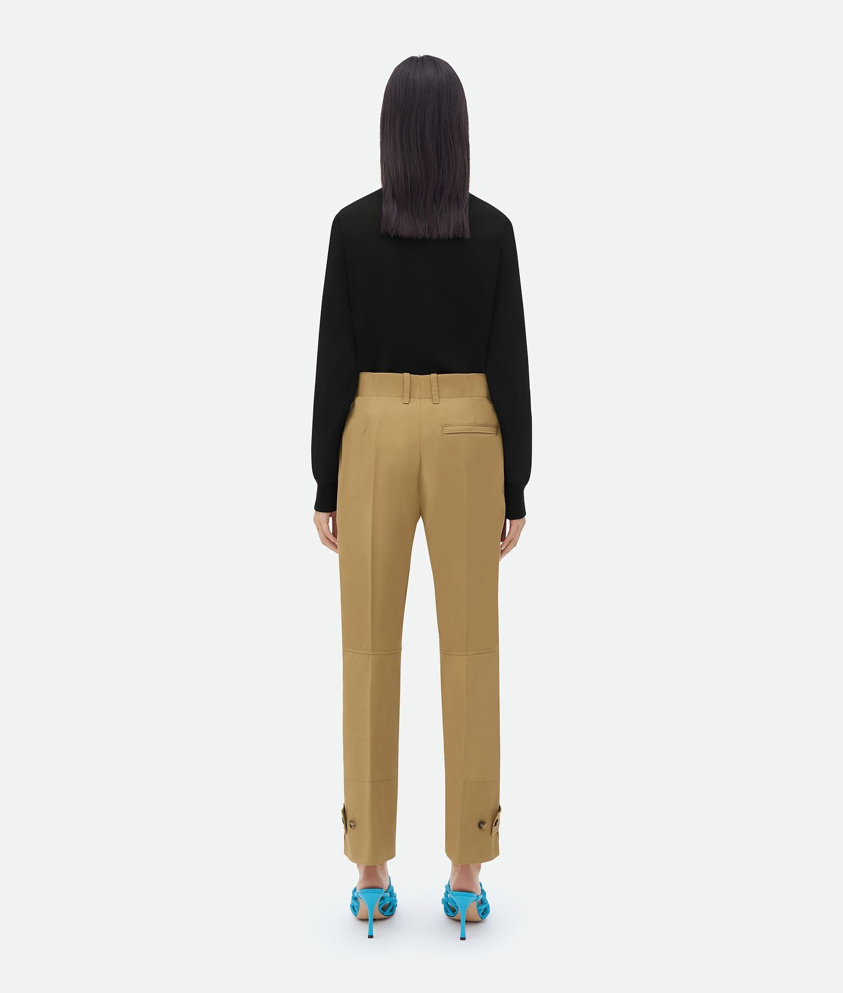 Bottega Veneta o1bcso1str0225 Slim Leg Cotton Twill Pant in Beige Size 24" / US 00 / IT 34 - 3 Thumbnail