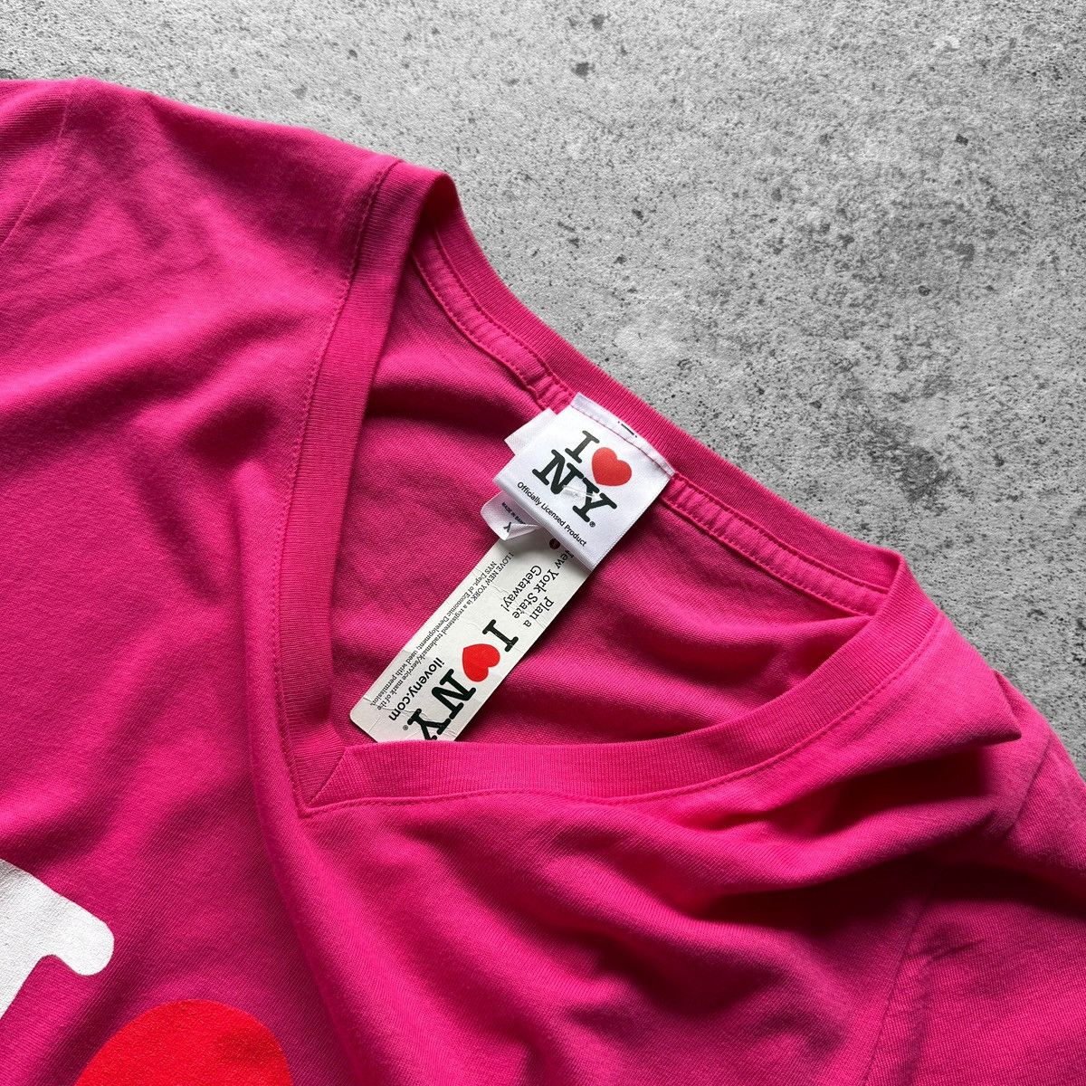 Designer I Love NY Womens Pink V-Neck Graphic Print Souvenir T-Shirt Size XL / US 12-14 / IT 48-50 - 3 Thumbnail