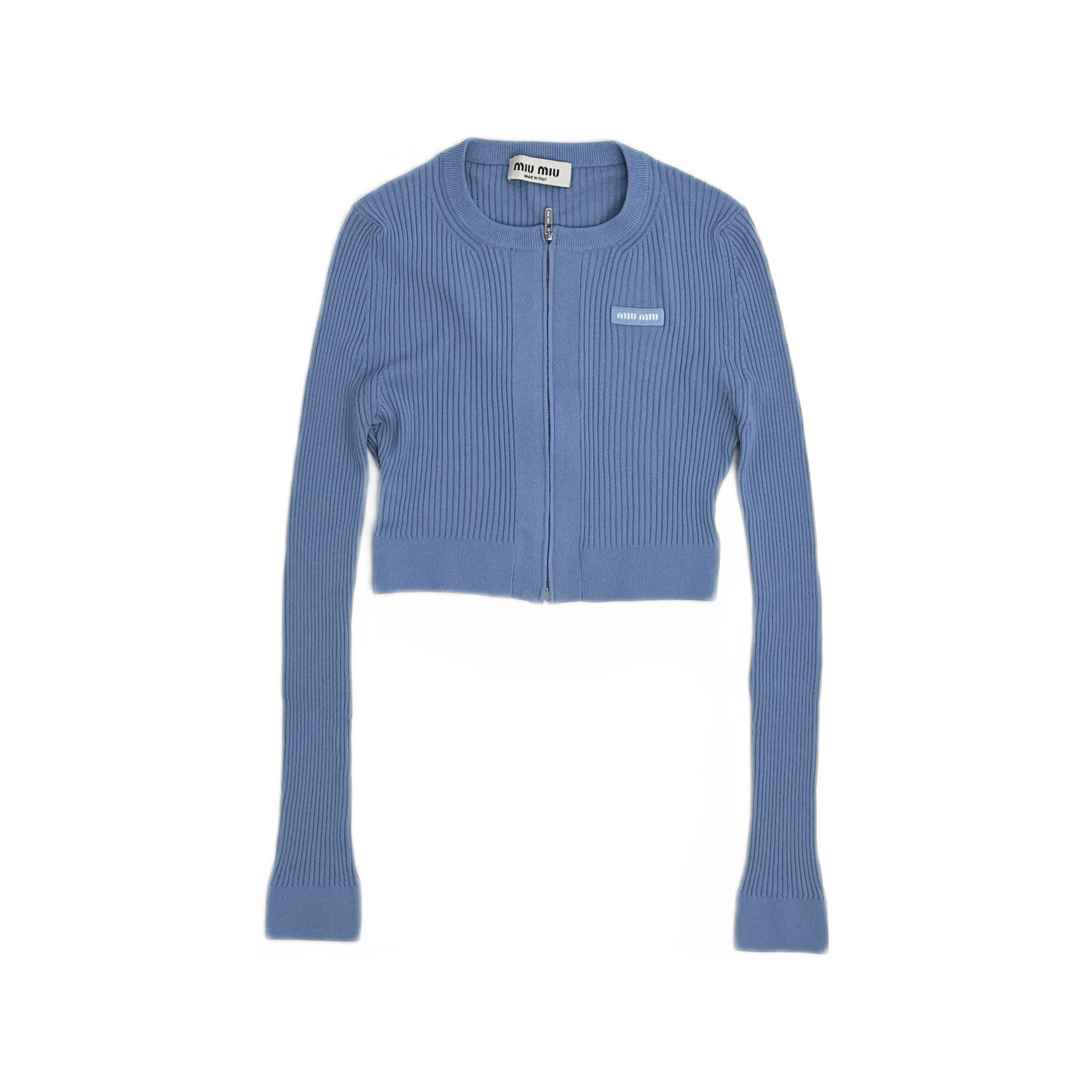 Miu Miu Miu Miu Logo Patch Zip Knit Sweater Size 40 Size S / US 4 / IT 40 - 1 Thumbnail