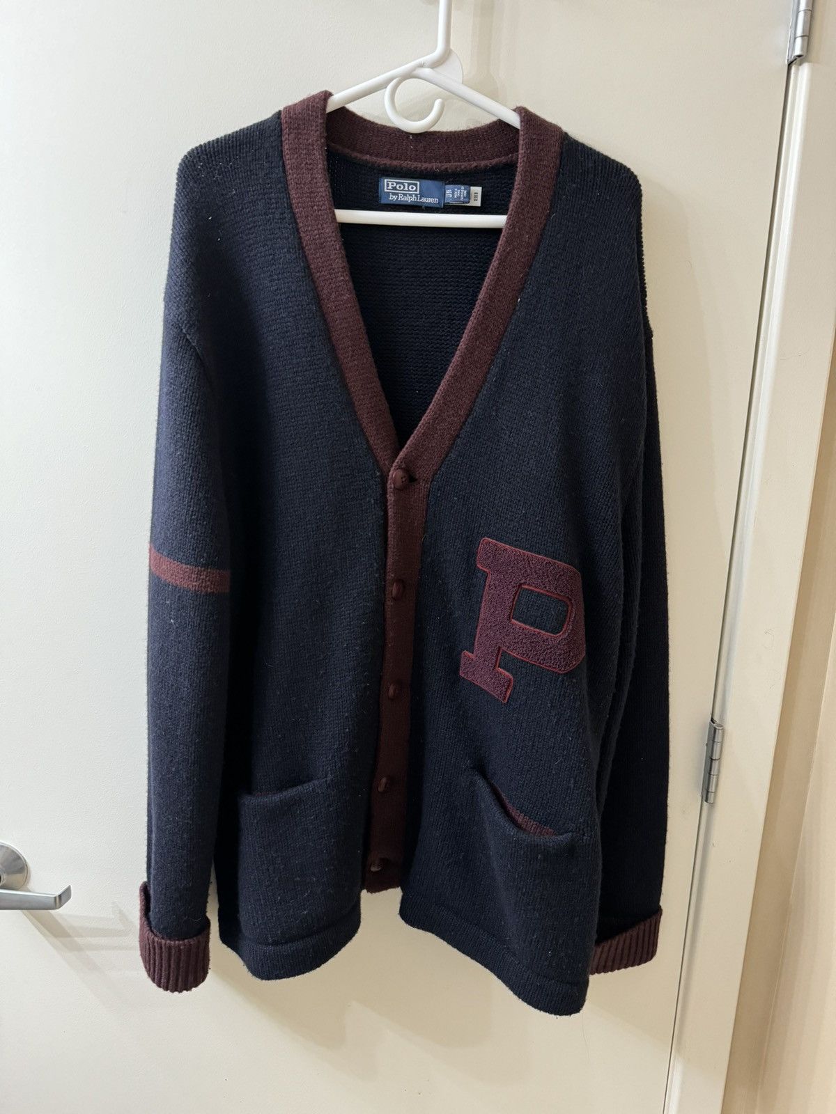 Image of Polo Ralph Lauren Ralph Laurent Varsity Cardigan in Navy, Men's (Size 2XL)