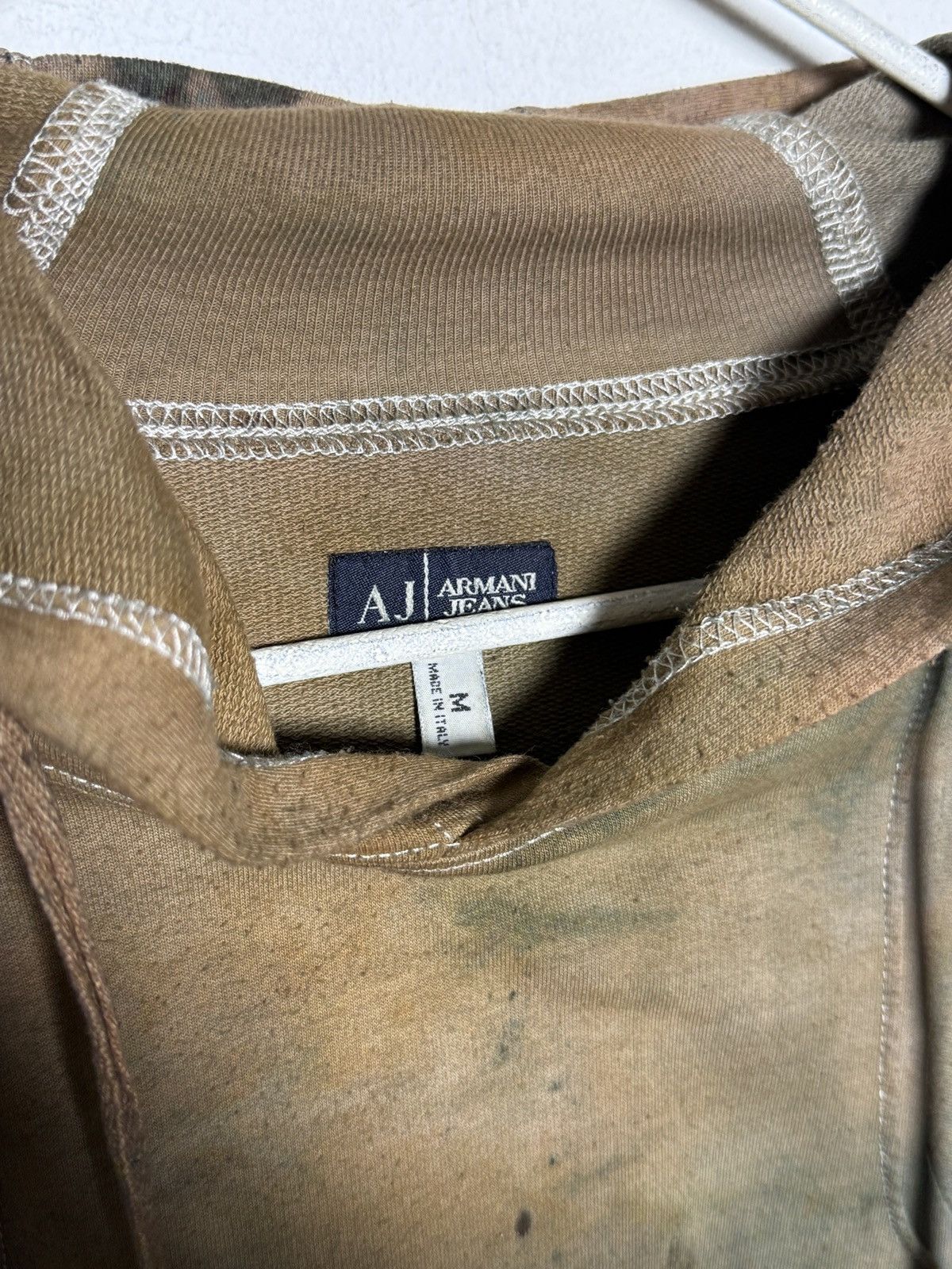 Giorgio Armani Vintage AJ hoodie reworked in a heavy oil-stain style dye Size US M / EU 48-50 / 2 - 8 Thumbnail