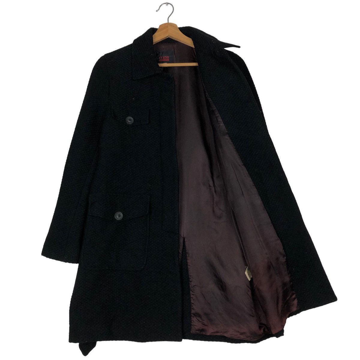 Japanese Brand 🔥Rich Black Long Jacket Wool Herringbone Guess Italy Size US S / EU 44-46 / 1 - 10 Thumbnail