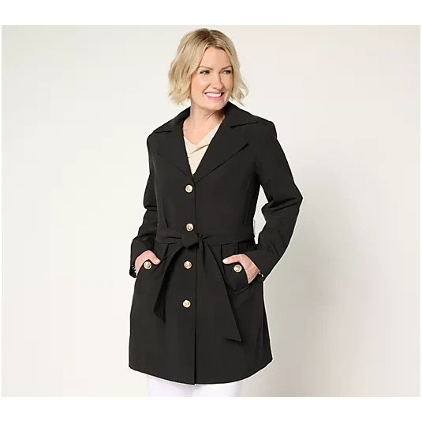 Denim & Co. Dennis Basso Water Resistant Trench Coat Petite L A679224 Size L / US 10 / IT 46 - 1 Thumbnail