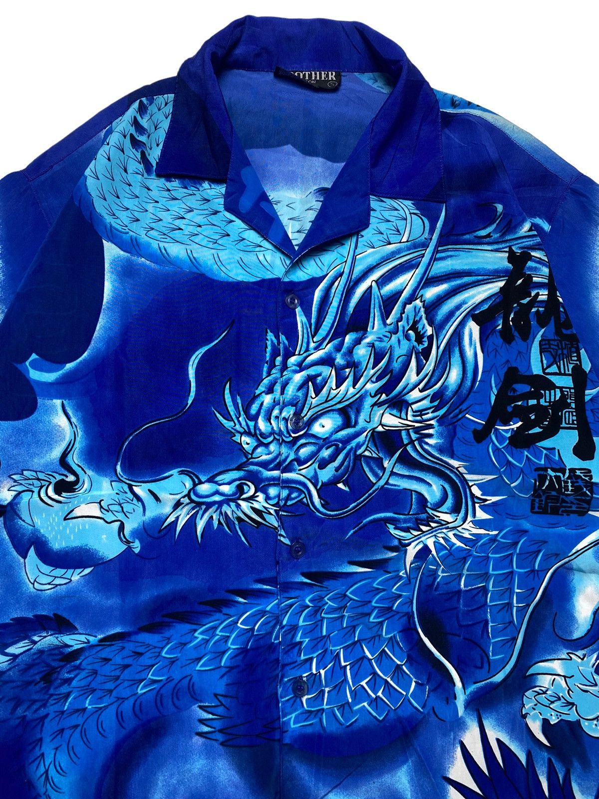 Designer × Japanese Brand × Vintage Balenciaga Look A Like Vintage Blue Dragon Shirt Size US L / EU 52-54 / 3 - 4 Thumbnail