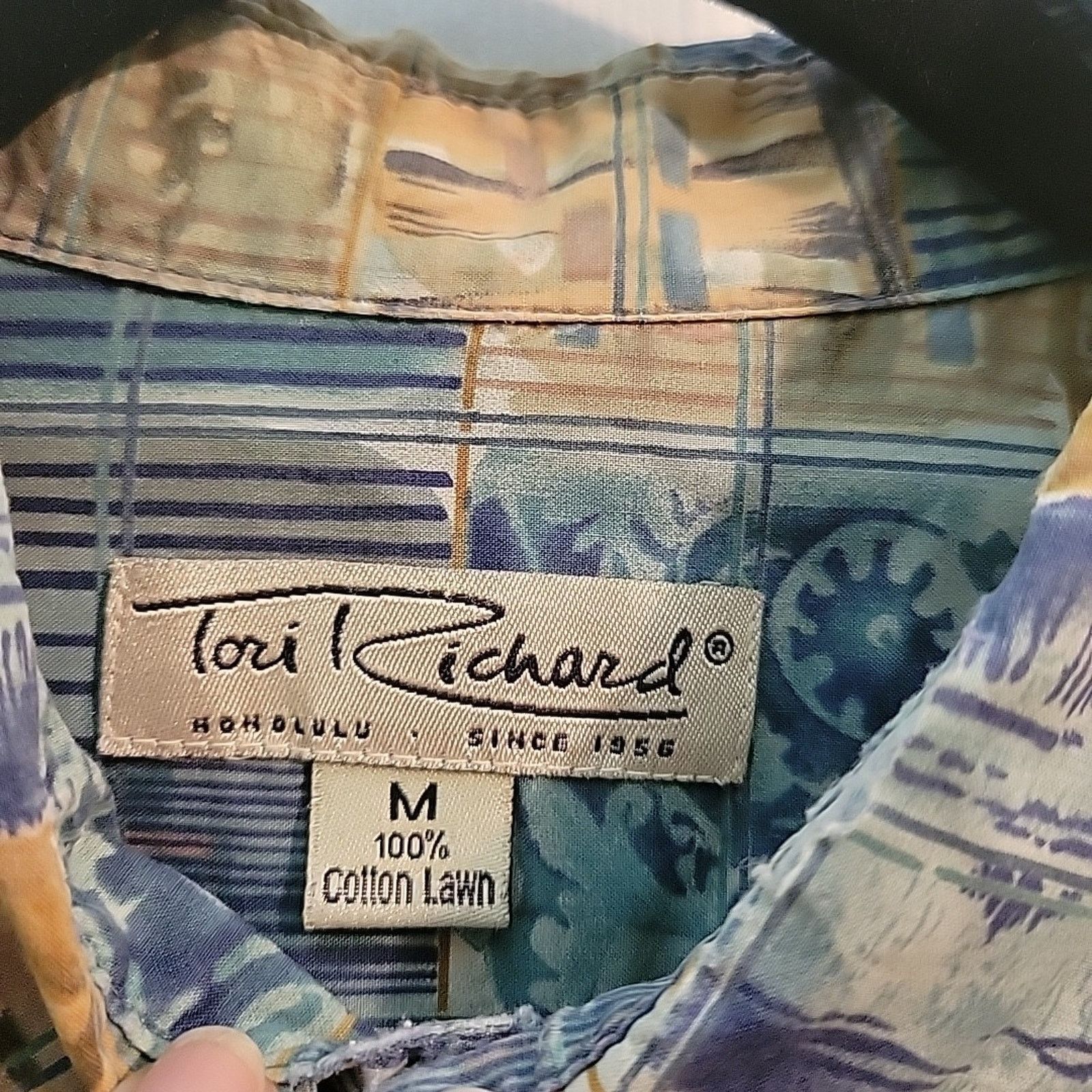 Tori Richard Tori Richard HAWAIIAN Medium Blue Green Scrapbook Button Up Size US M / EU 48-50 / 2 - 3 Thumbnail