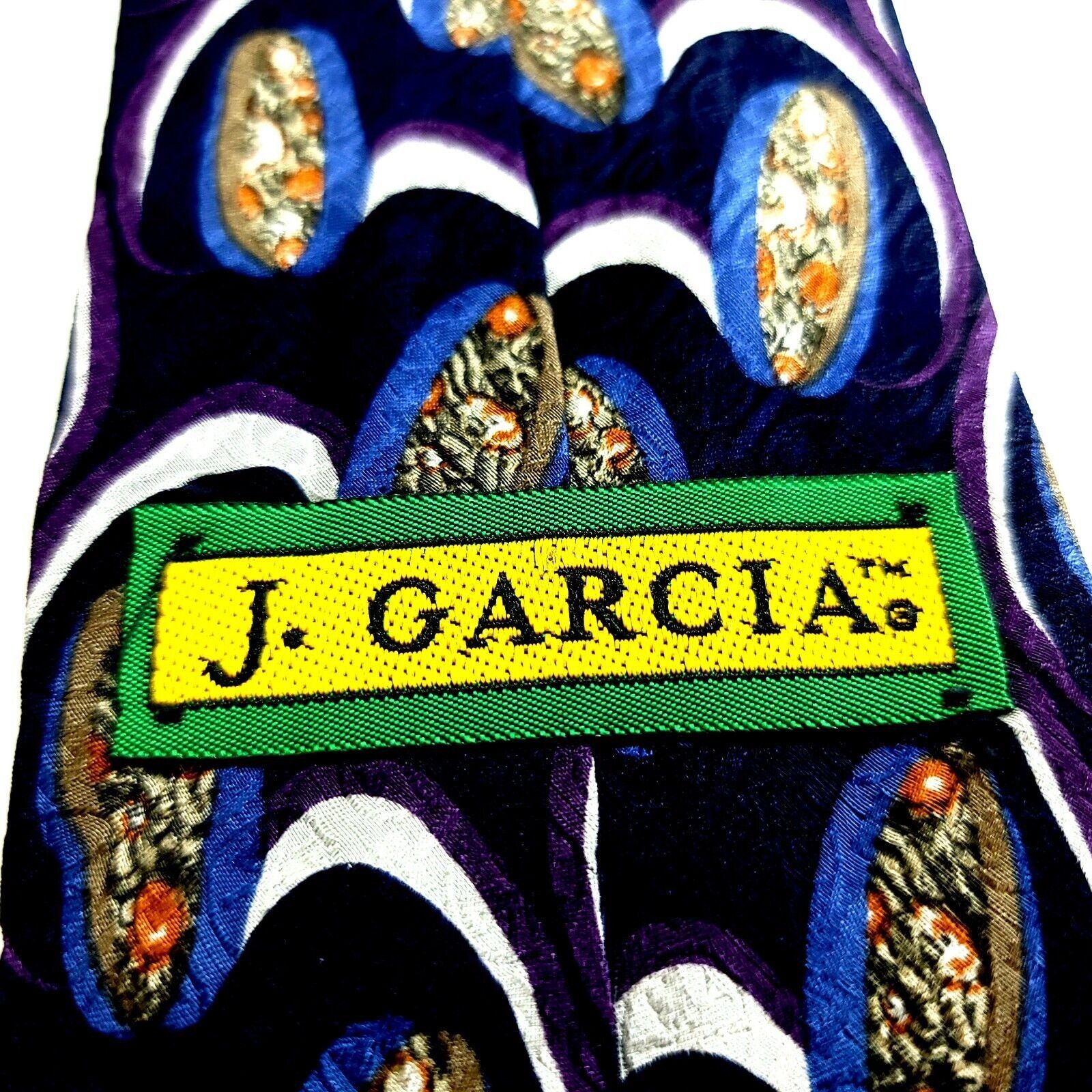 Grateful Dead J. Garcia Blue Purple Abstract Jacquard Print Silk Tie Size ONE SIZE - 3 Thumbnail