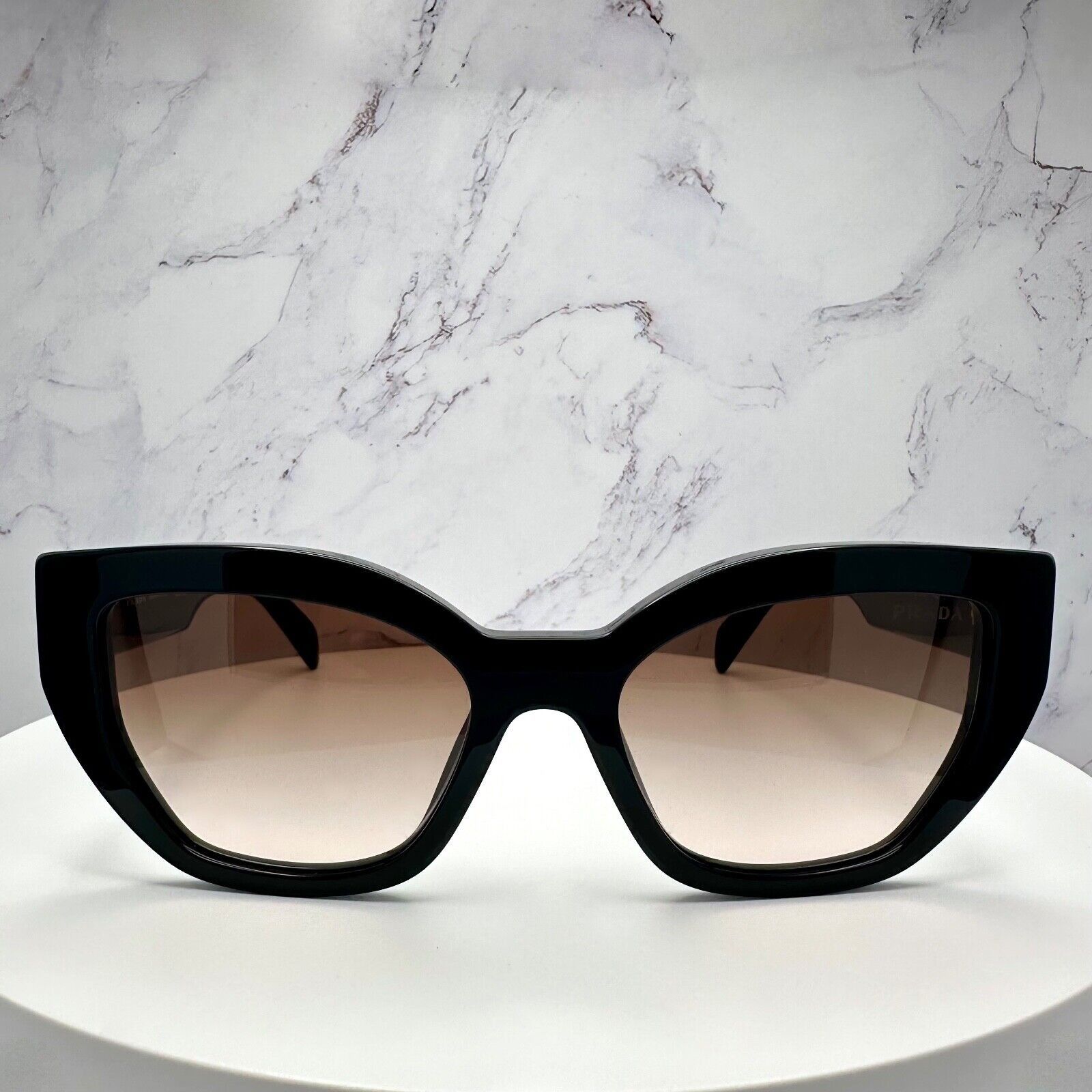 Prada New Prada Black Sunglasses Cat Eye Gold PRADA Metal Logo Size ONE SIZE - 2 Thumbnail