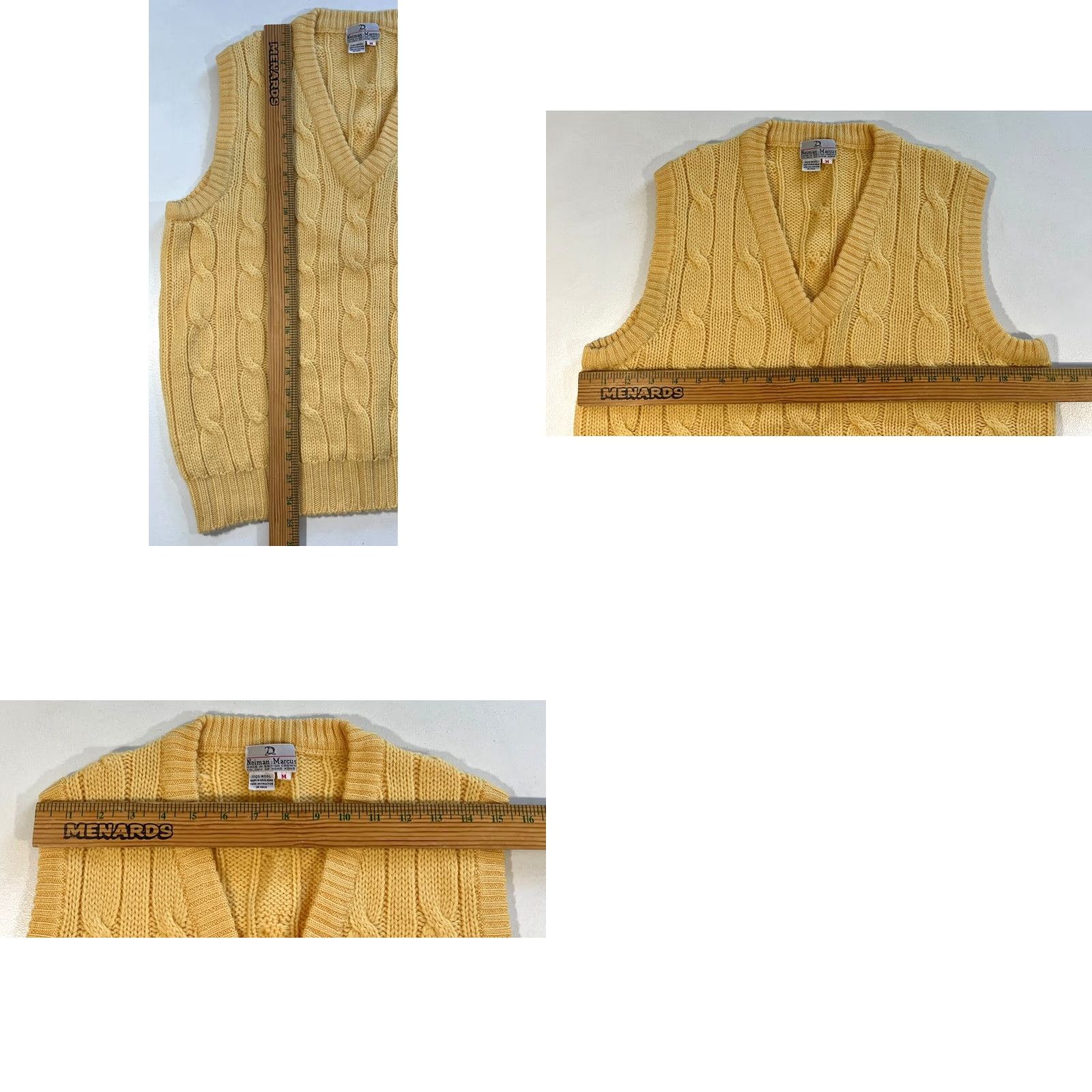 Neiman Marcus VINTAGE Neiman Marcus Men's Sweater Vest Shirt 90s Preppy Yellow Wool Knit Vest Mens M Size US M / EU 48-50 / 2 - 8 Thumbnail