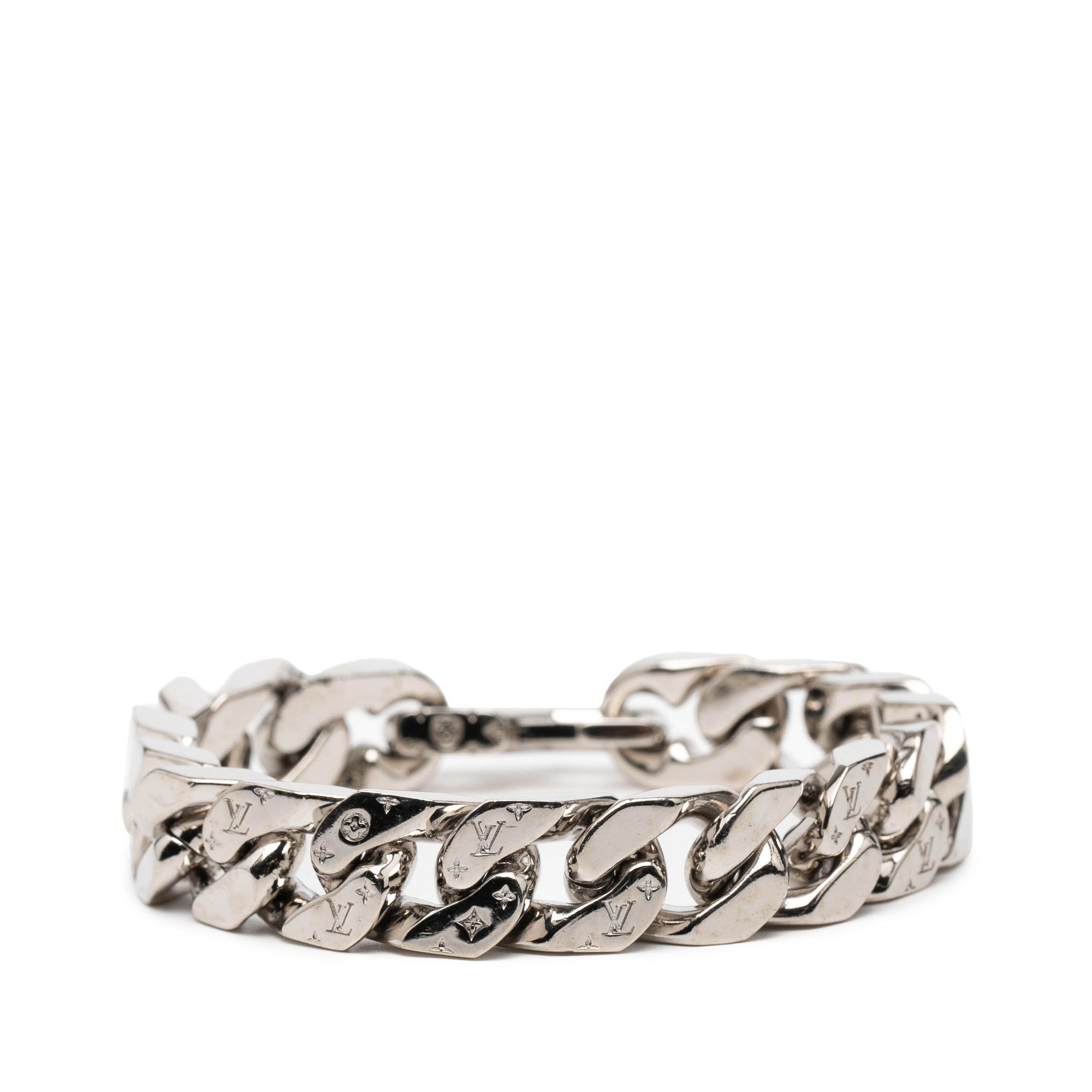 Louis Vuitton Louis Vuitton Silver Plated LV Chain Links Bracelet L Size ONE SIZE - 1 Thumbnail