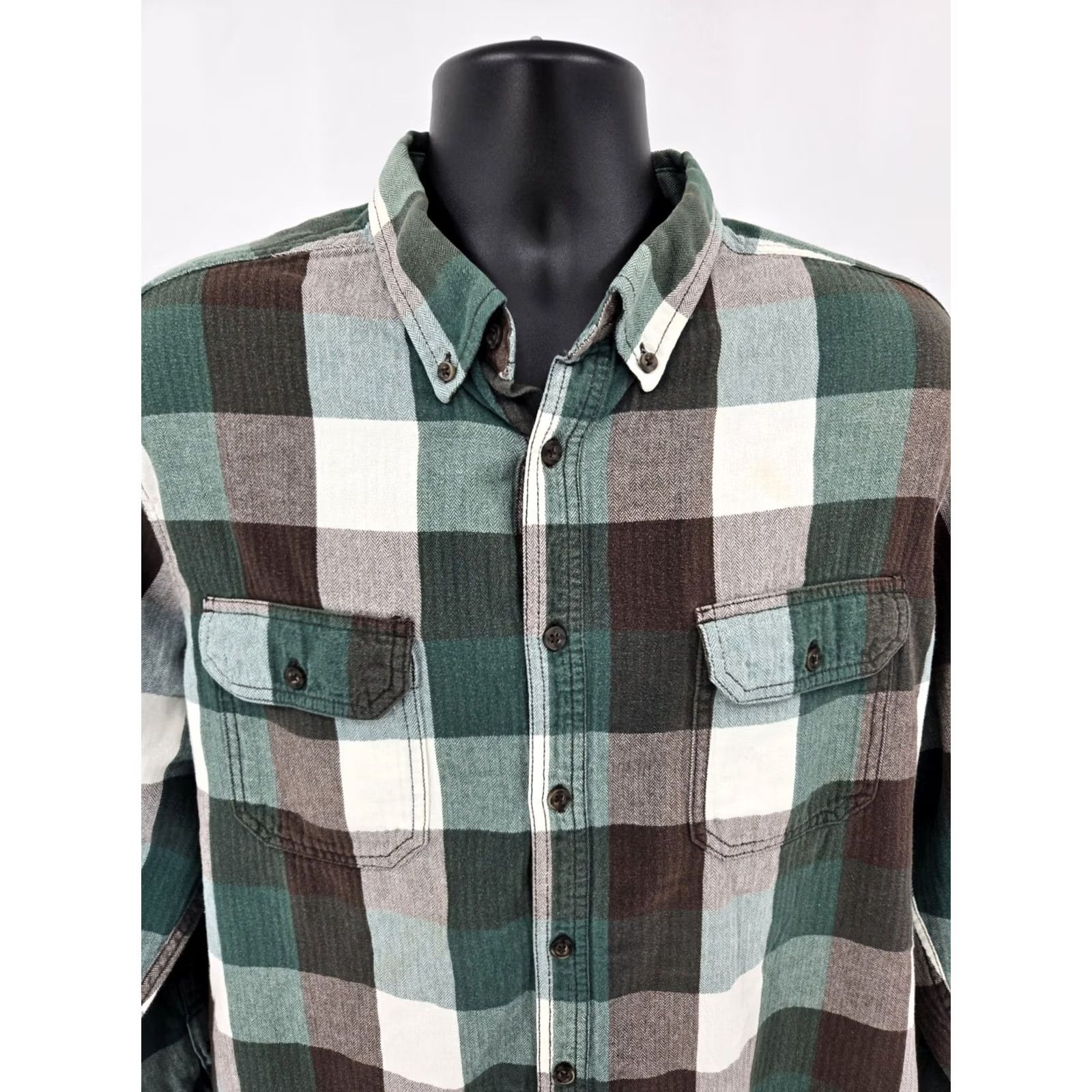 Faded Glory Faded Glory Button-Up Flannel Shirt XL Green Check Outdoor Long Sleeve Pocket Men Size US XL / EU 56 / 4 - 3 Thumbnail