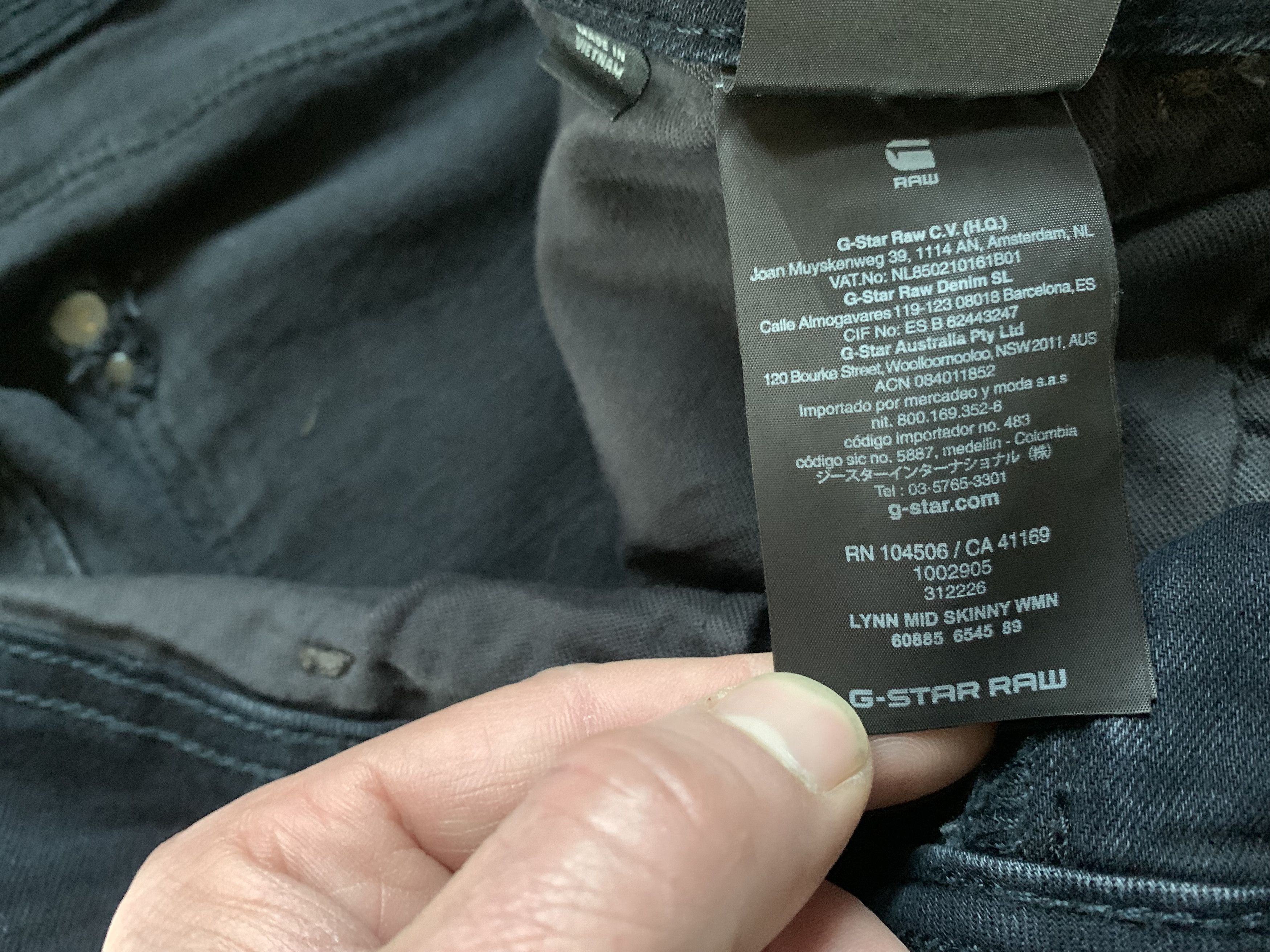 Denime G-Star RAW Lynn Mid Skinny Black Jeans Size 31" - 12 Thumbnail