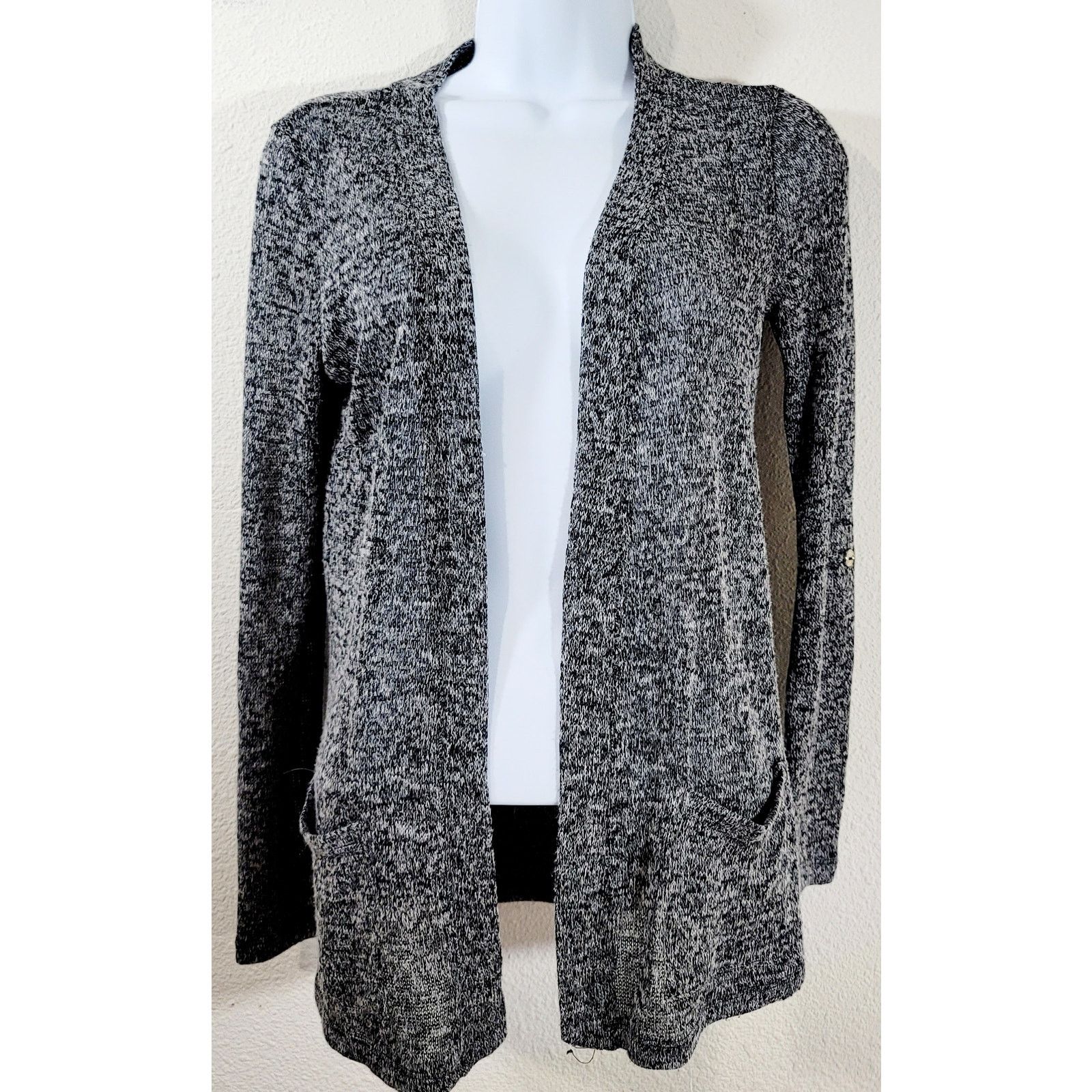 Other Oboe Black Gray Marled Open Front Cardigan Sweater Small Size S / US 4 / IT 40 - 1 Thumbnail