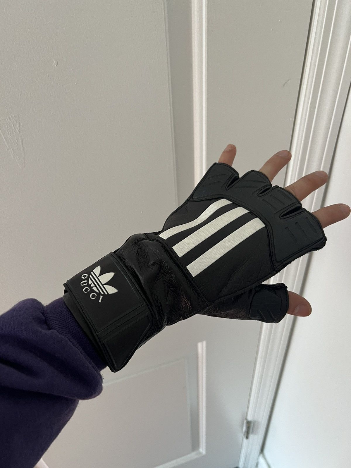 Adidas × Gucci Gucci x Adidas Black Leather Gloves Size ONE SIZE - 6 Thumbnail