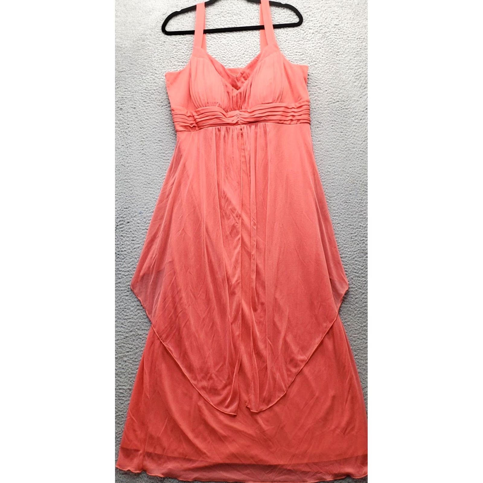 Vintage En Focus Maxi Dress Womens Size 20W Orange Pleated Detail Wide Straps Wrap Front Cap Sleeve? Size 3XL / US 20-22 - 2 Thumbnail