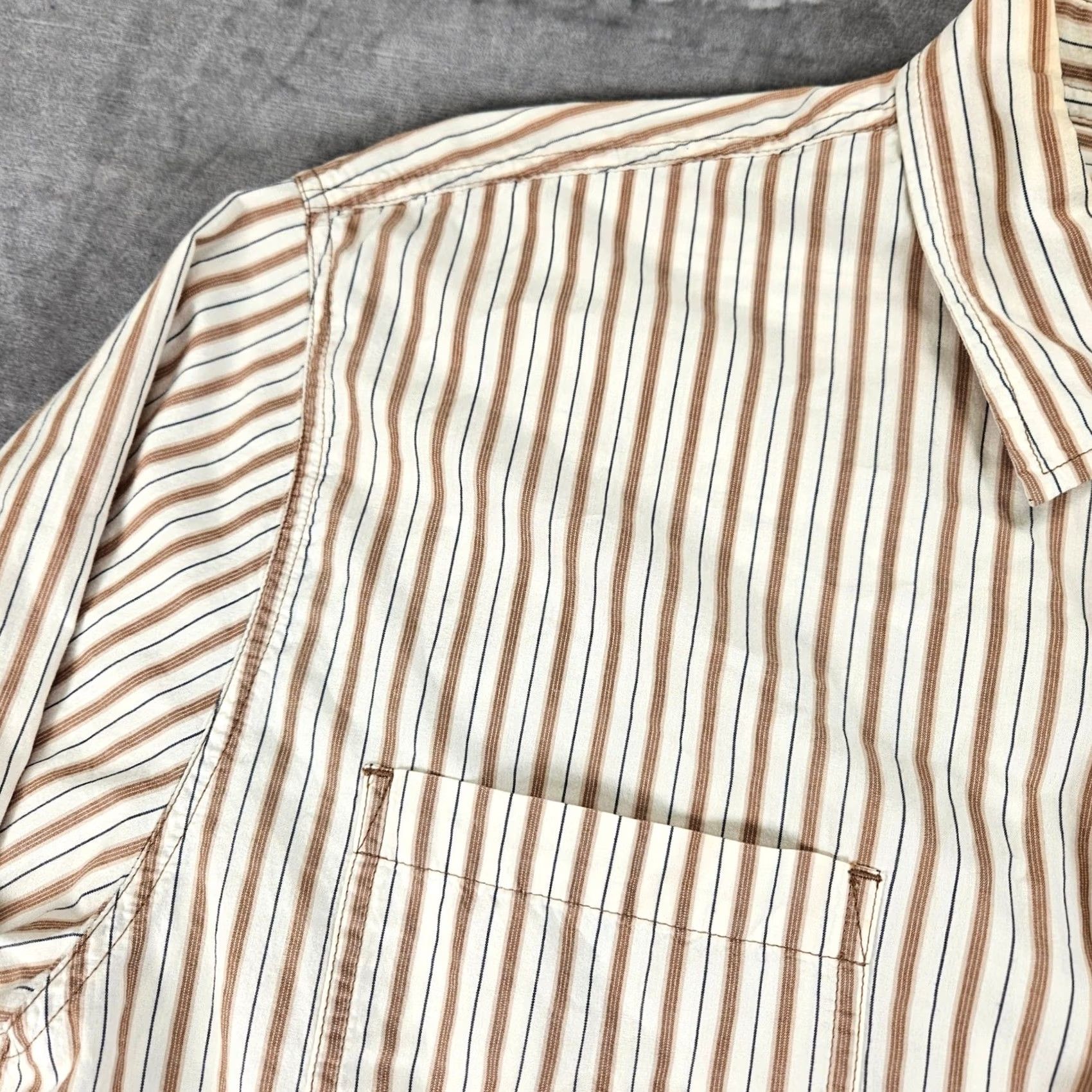 Vintage Levi Mens 2XL Striped Button Down Shirt Long Sleeve Brown Size US XXL / EU 58 / 5 - 7 Thumbnail