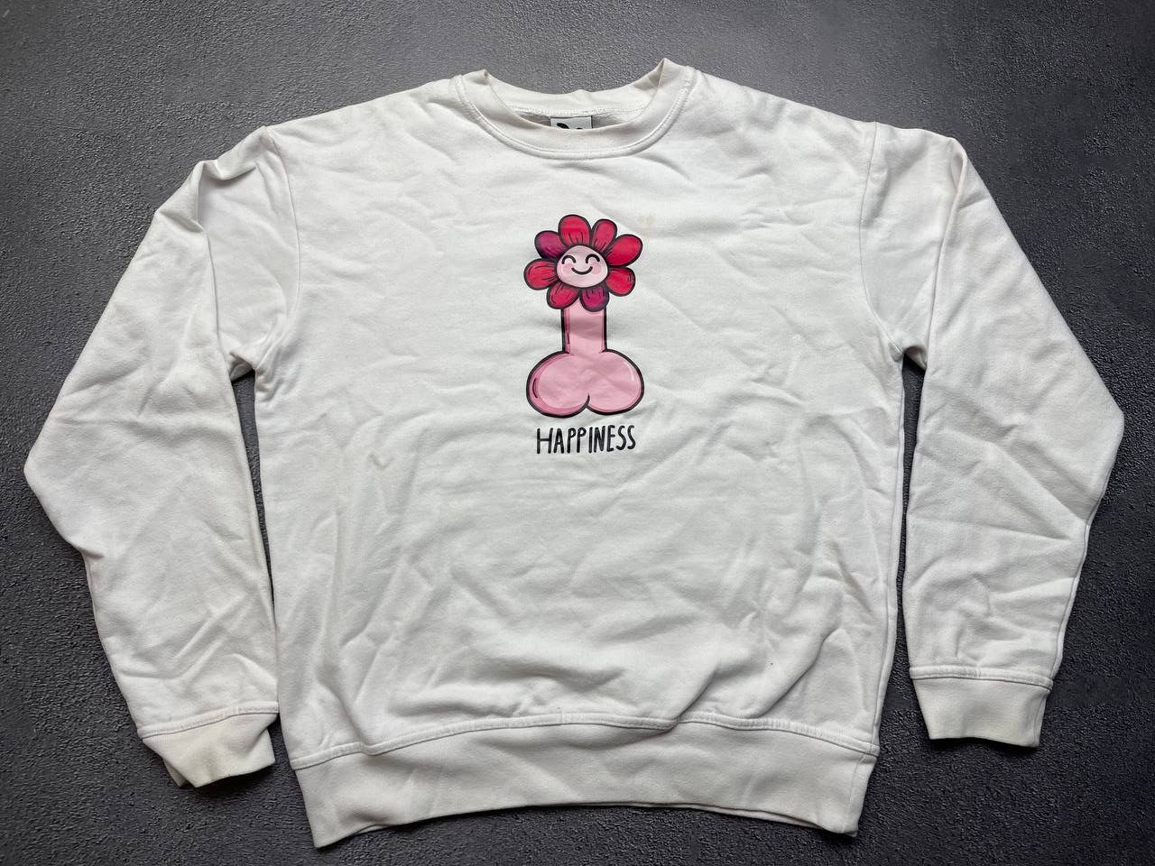 Vintage Happines big dick white sweatshirt size M Size US M / EU 48-50 / 2 - 1 Thumbnail