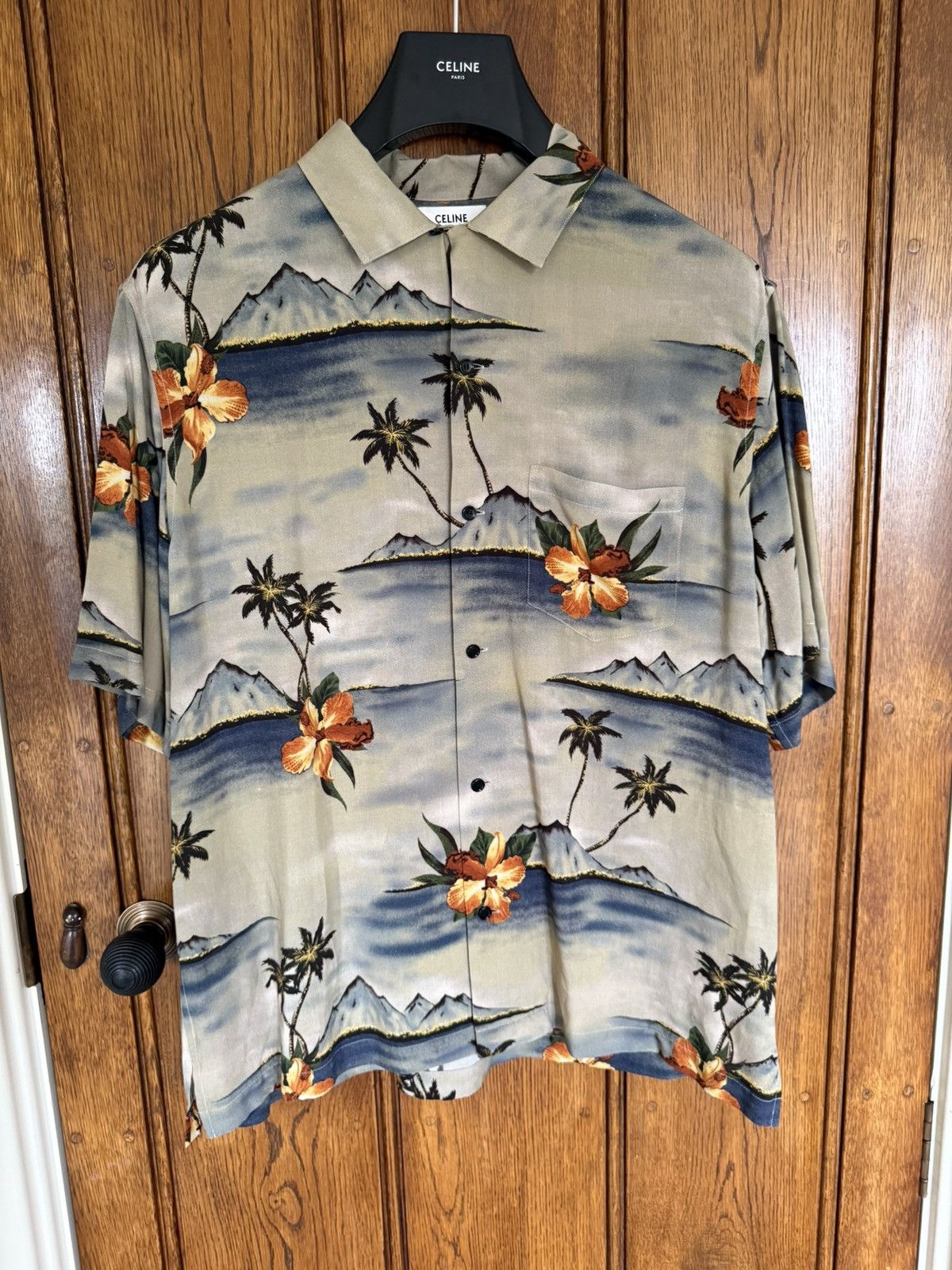 Celine $1.1k SS23 Celine volcano Hawaiian palm tree camp shirt Hedi Size US M / EU 48-50 / 2 - 4 Thumbnail