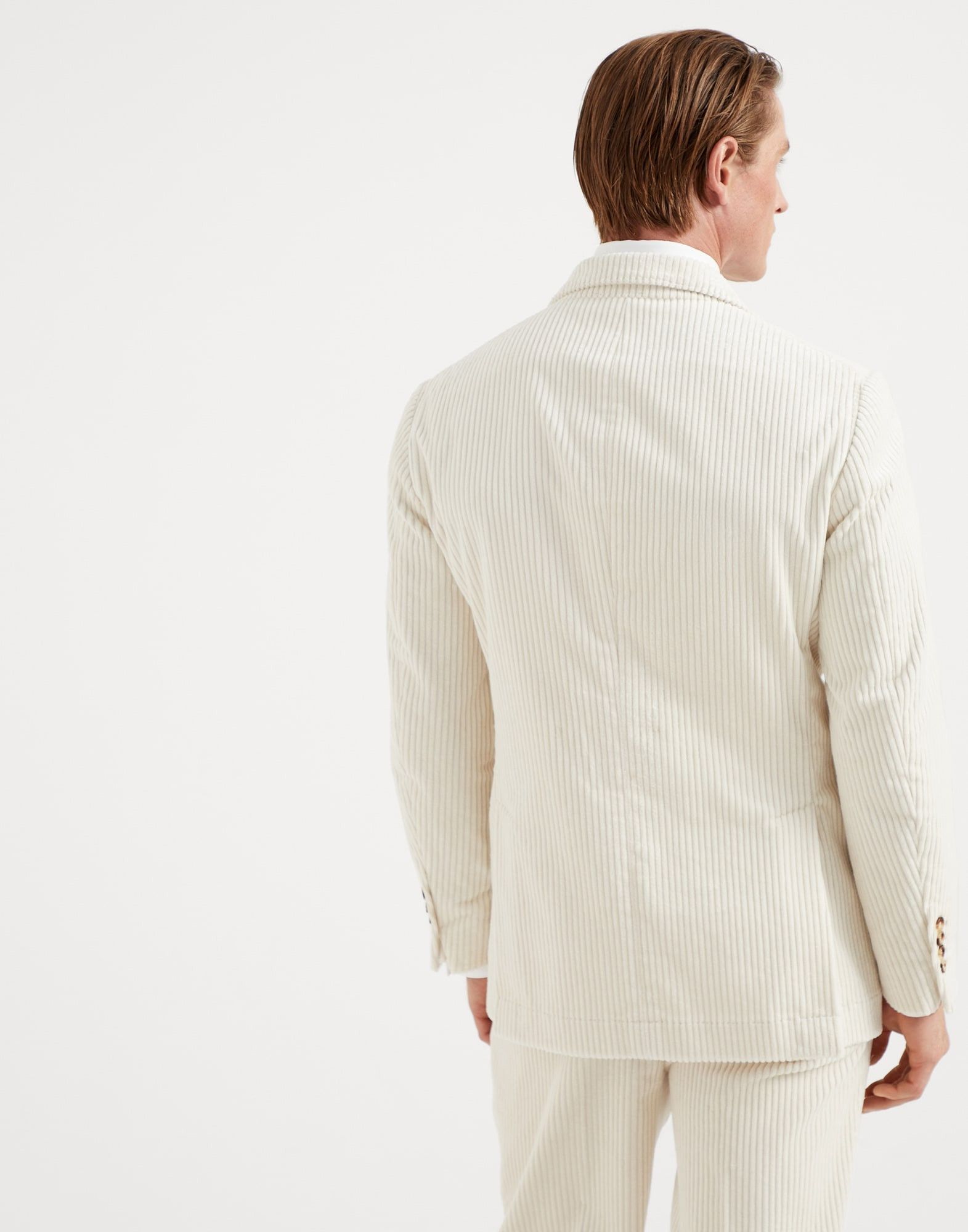 Brunello Cucinelli o1la1rc1a0925 Woven Wool Jacket in Ivory Size US L / EU 52-54 / 3 - 2 Thumbnail