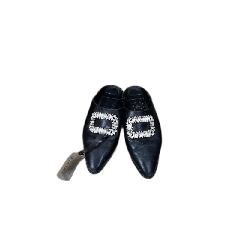 Roger Vivier Roger Vivier Black Mules with Square Buckles Size US 8 / EU 41 - 1 Thumbnail