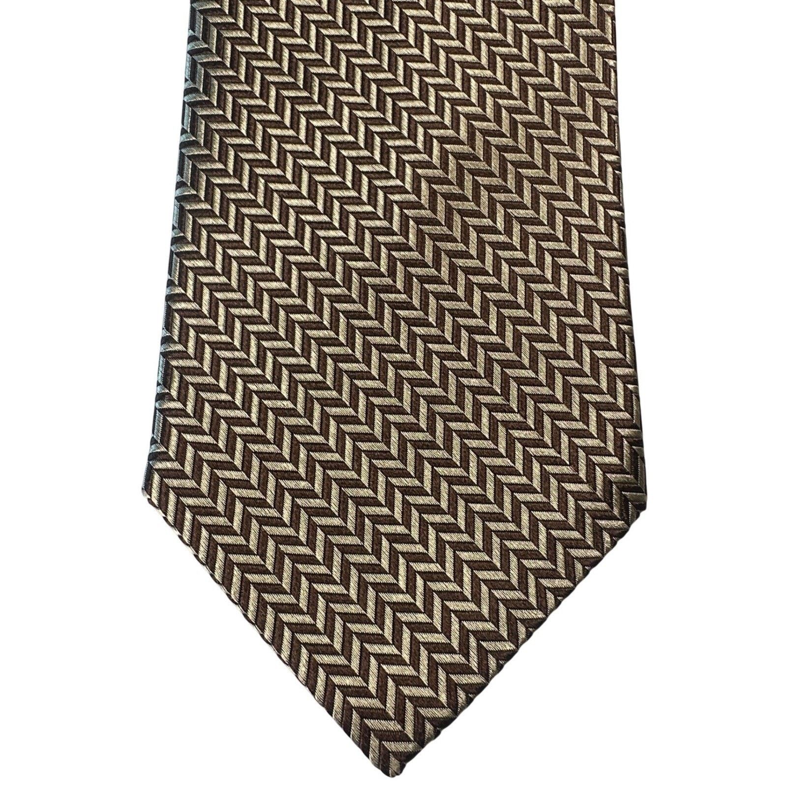 Paul Fredrick Paul Fredrick Silk Tie Herringbone Pattern Brown Formal NWT Size ONE SIZE - 3 Thumbnail