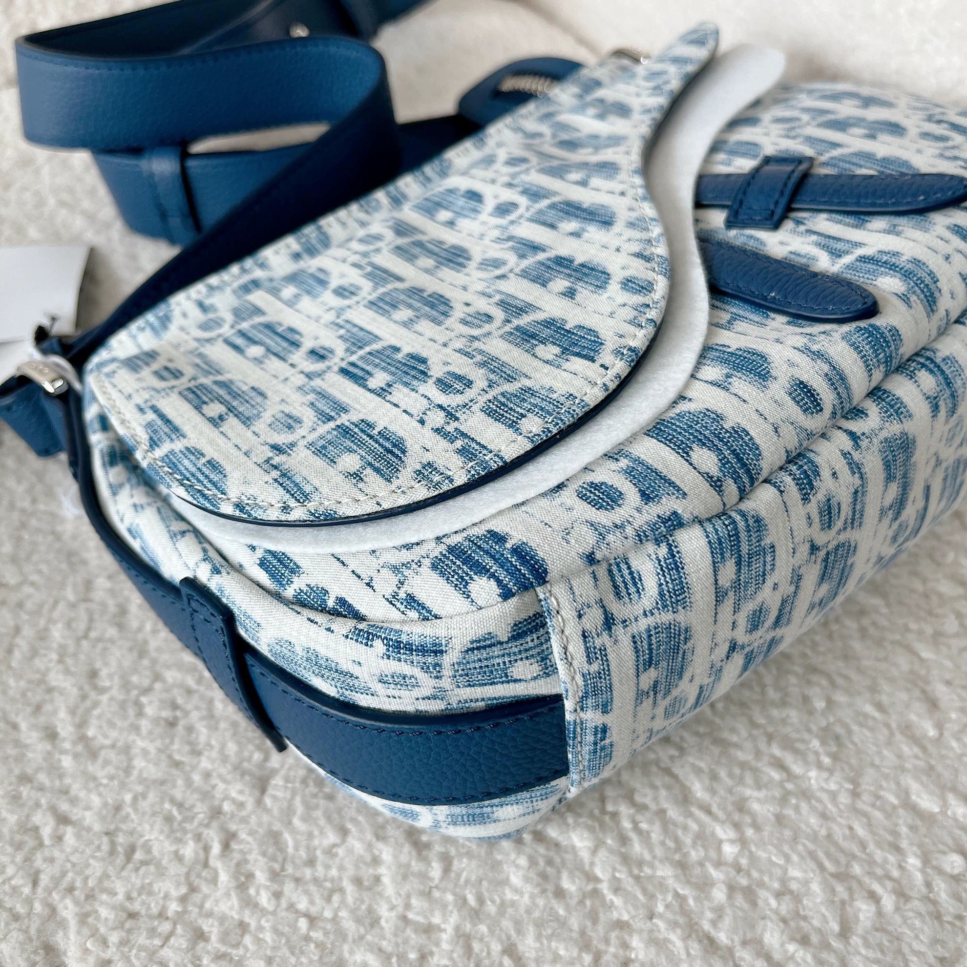 Dior Dior Blue Denim Monogram Saddle Bag 25x17x8 3713 Size ONE SIZE - 6 Thumbnail