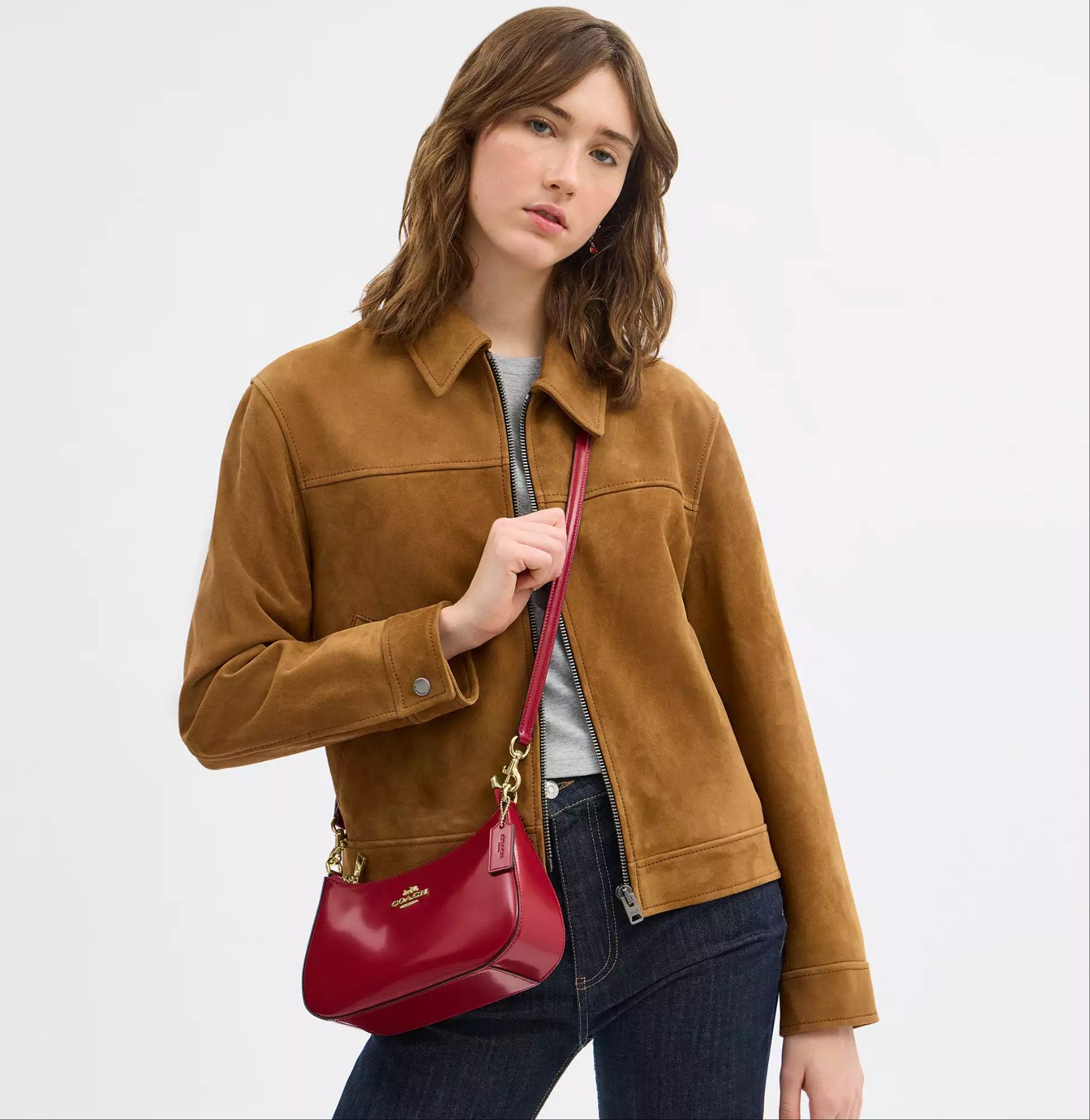 Coach NWT Coach CV938 Teri Shoulder Bag Gold/Ruby Size ONE SIZE - 7 Thumbnail