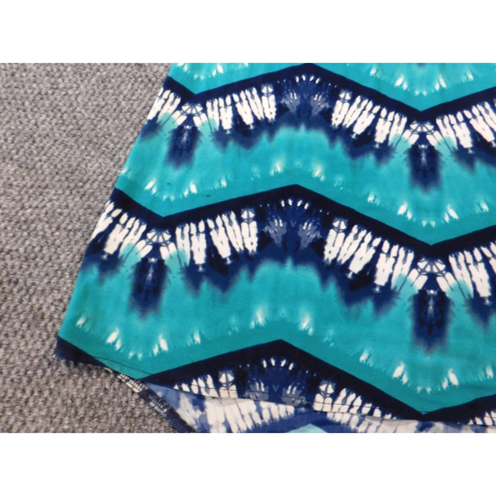 Vintage Mlle Gabrielle Dress Womens Large Blue Striped Midi Stretch Button A-Line Short Sleeve Crew Neck Size L / US 10 / IT 46 - 4 Thumbnail
