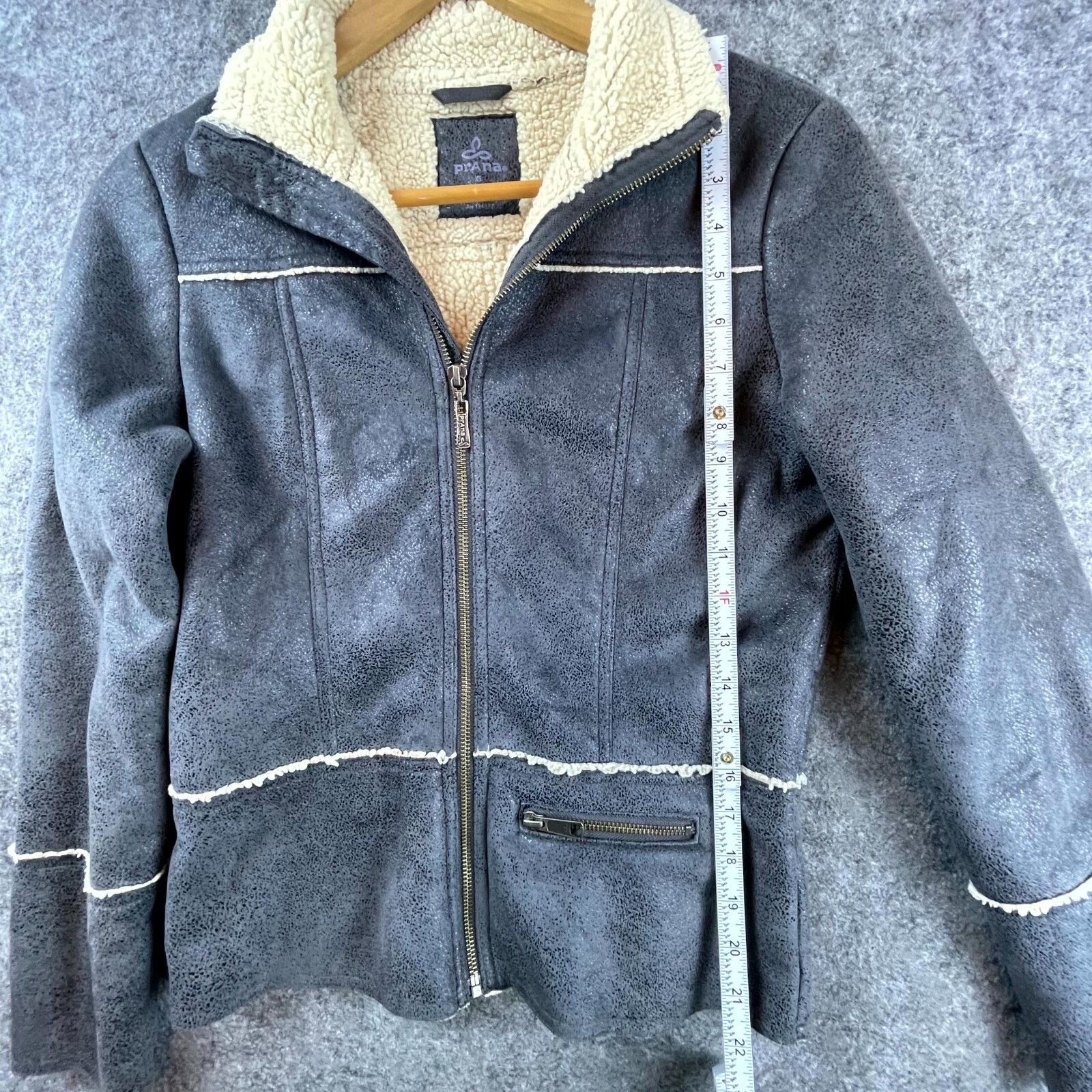 Prana prAna Esme Jacket Womens XS Sherpa Faux Suede Moto Shearling Size XS / US 0-2 / IT 36-38 - 7 Thumbnail