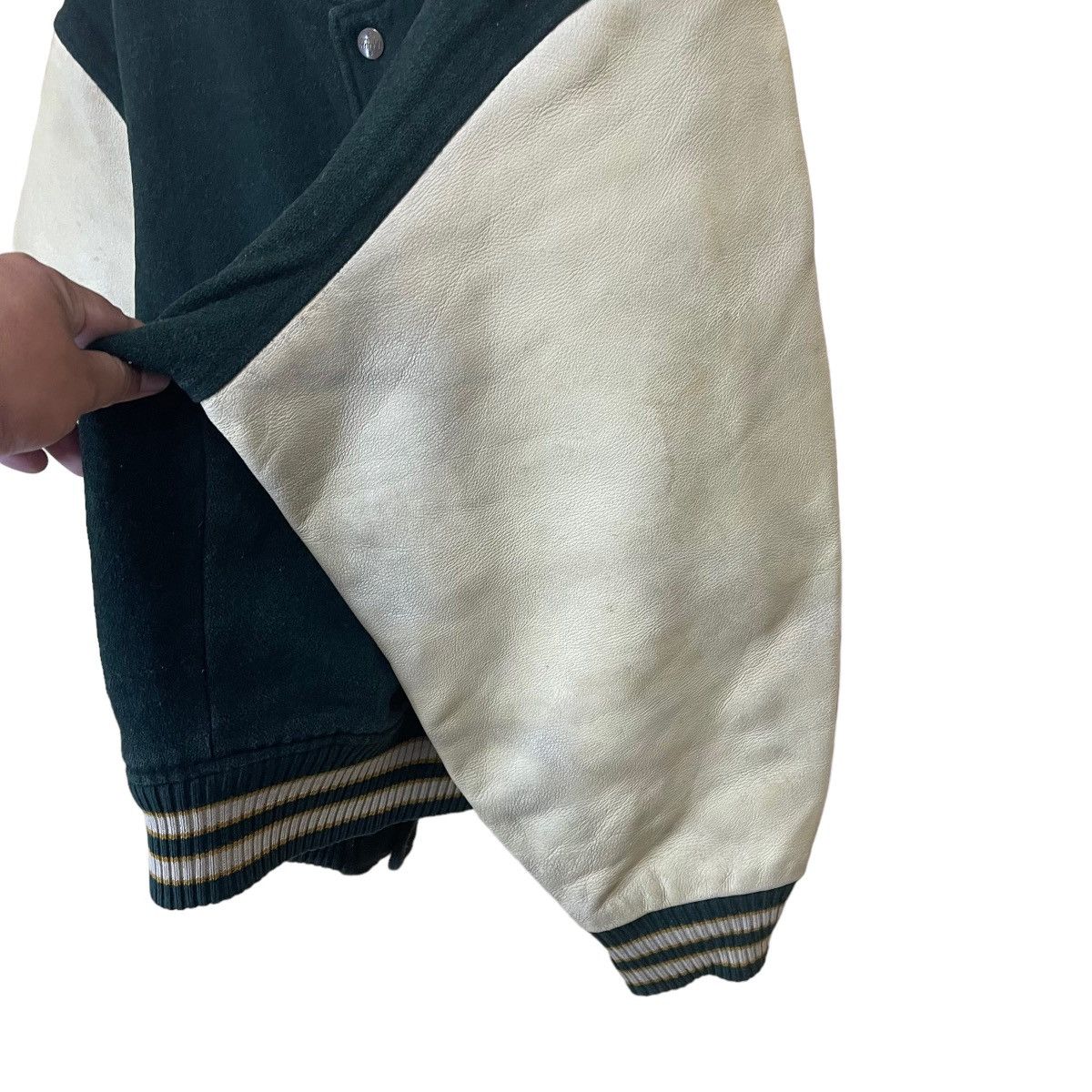Big John Vintage 90s Burbon Street Big Logo Varsity Sleeve Leather Size US M / EU 48-50 / 2 - 11 Thumbnail