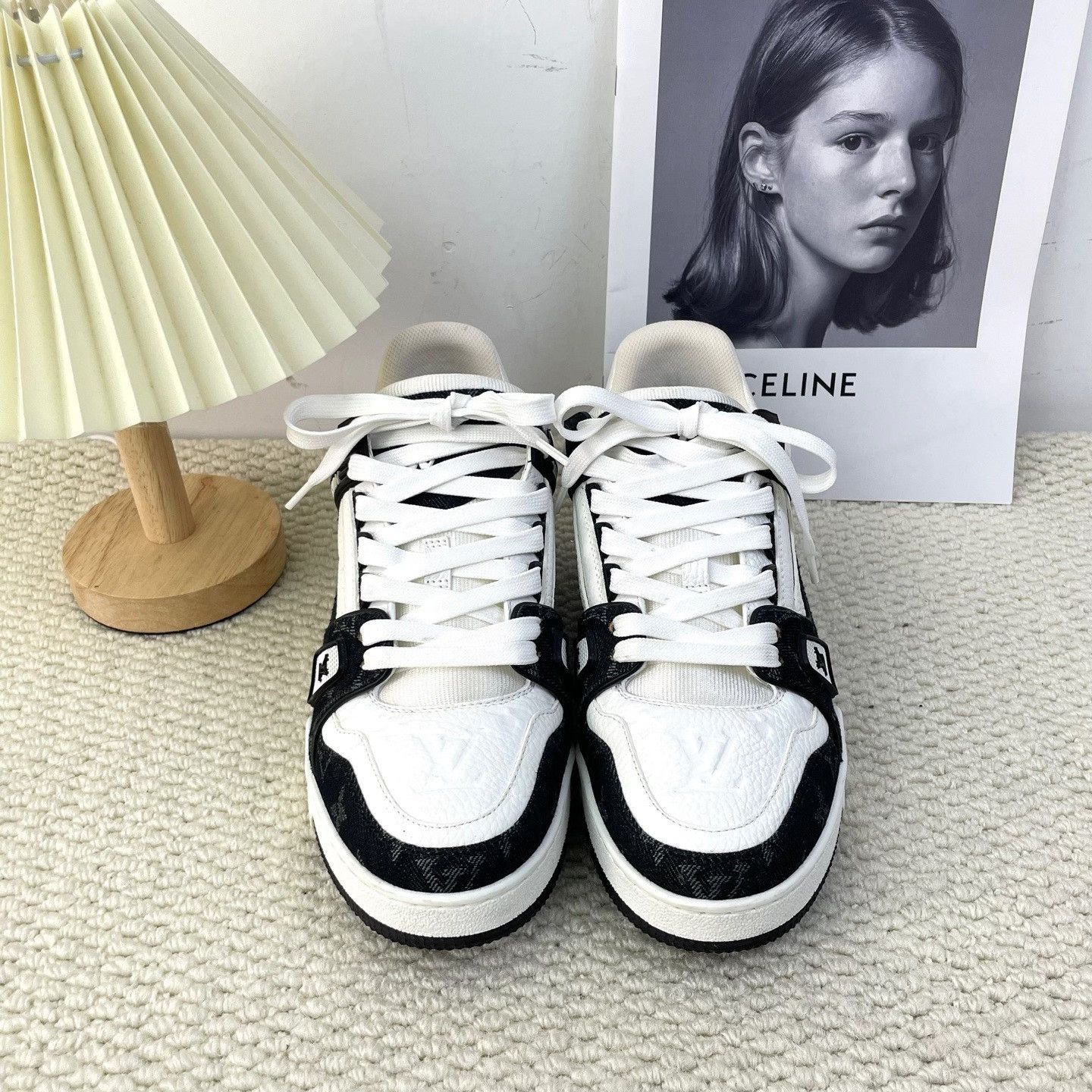 Louis Vuitton Louis Vuitton Training Printed Black Lowtop Sneakers Women Size US 5 / IT 35 - 1 Thumbnail