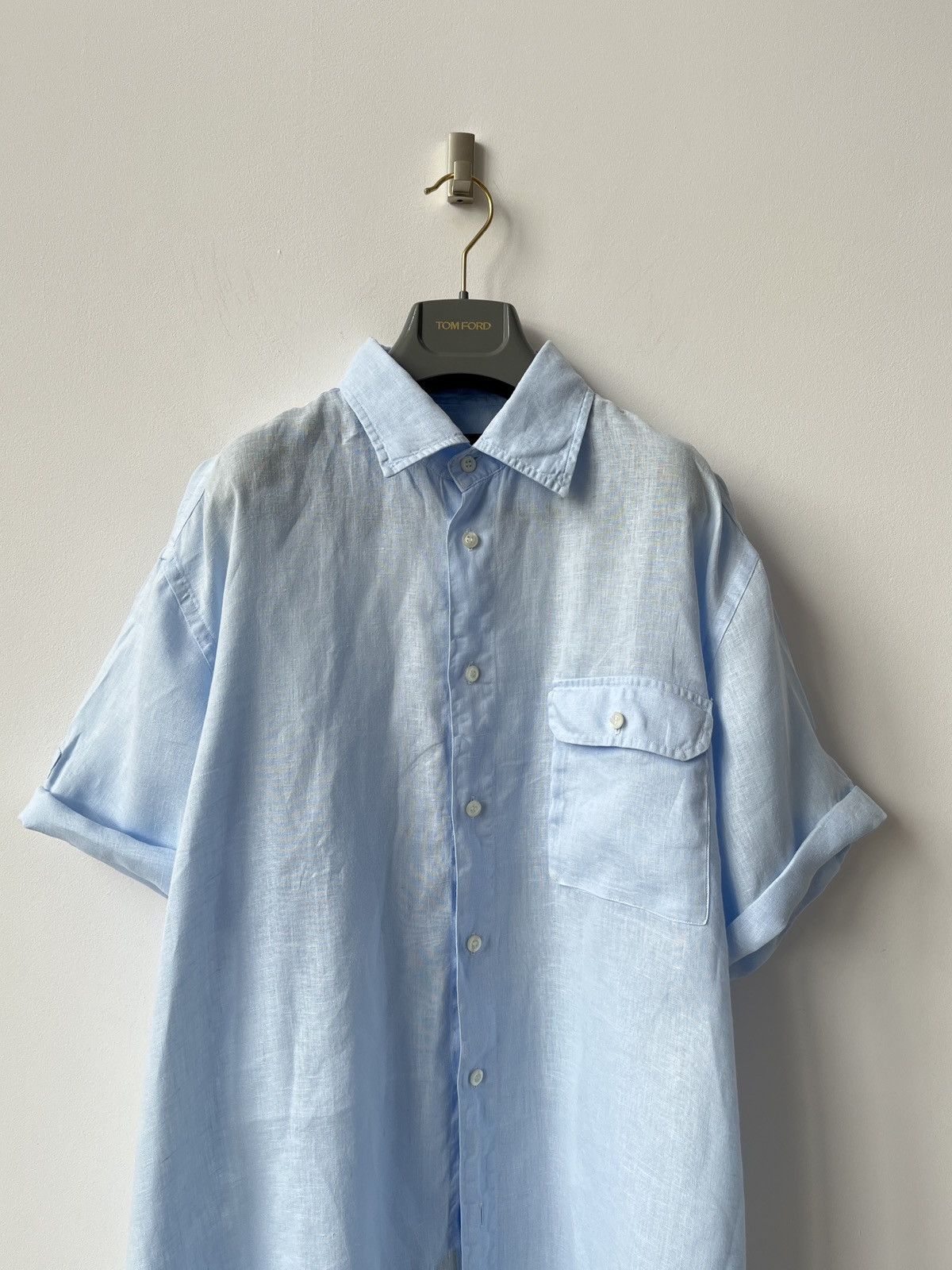 Ermenegildo Zegna ZEGNA Sport Baby Blue Color Linen Shirt Spain Luxury Size US XL / EU 56 / 4 - 1 Thumbnail