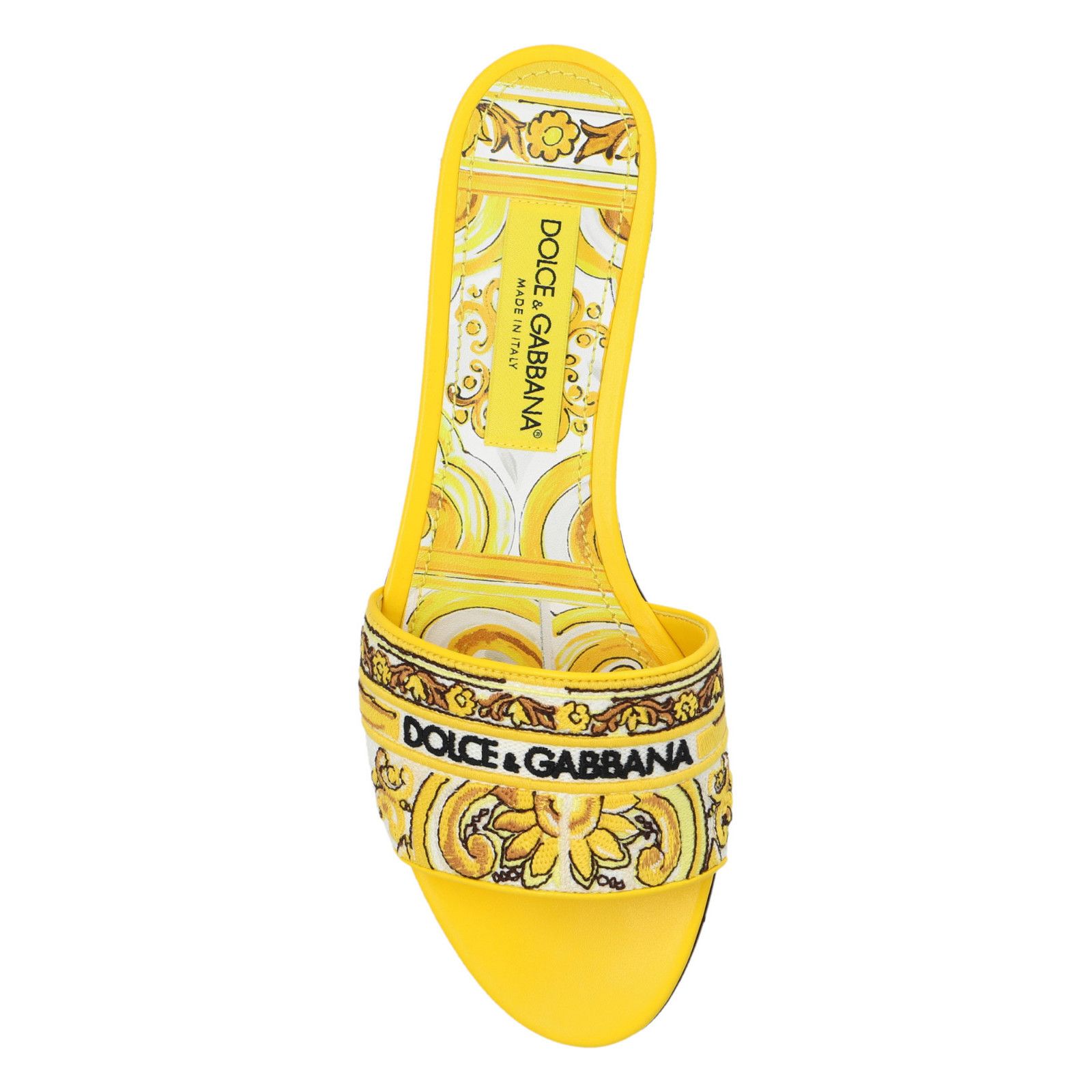 DOLCE&GABBANA Yellow Motif Slides New & Authentic (Women's s