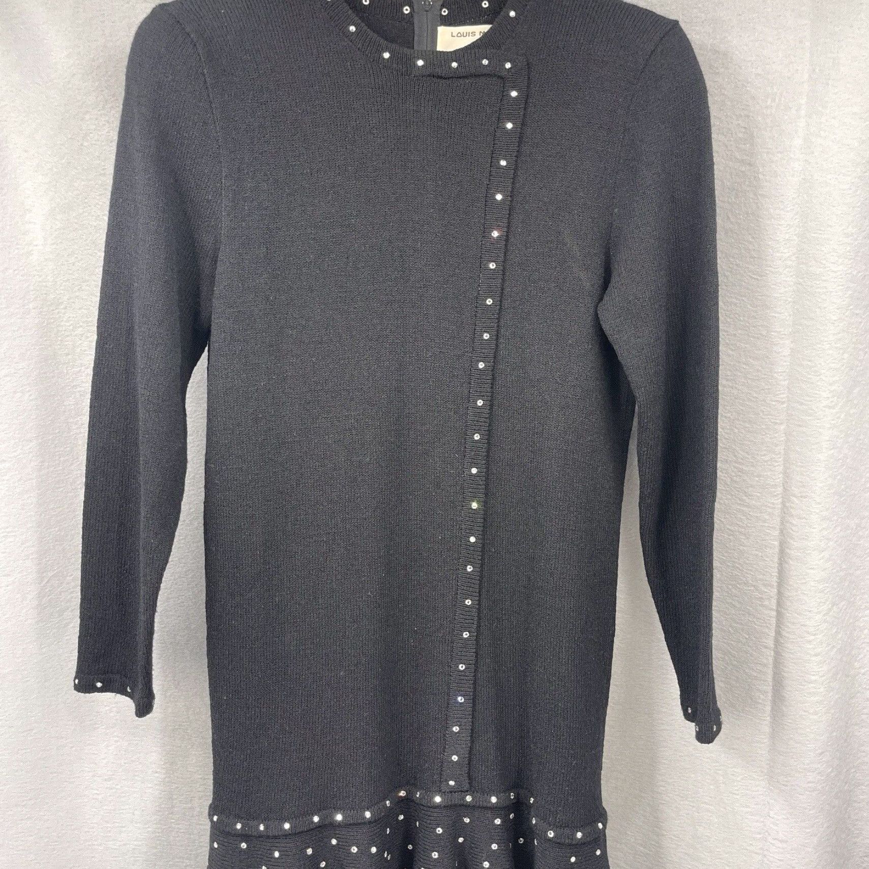 Vintage VINTAGE Jennifer Roberts Sweater Dress Dark Academia 90s Knit Black Womens Large Y2K Black Fashion Size L / US 10 / IT 46 - 2 Thumbnail