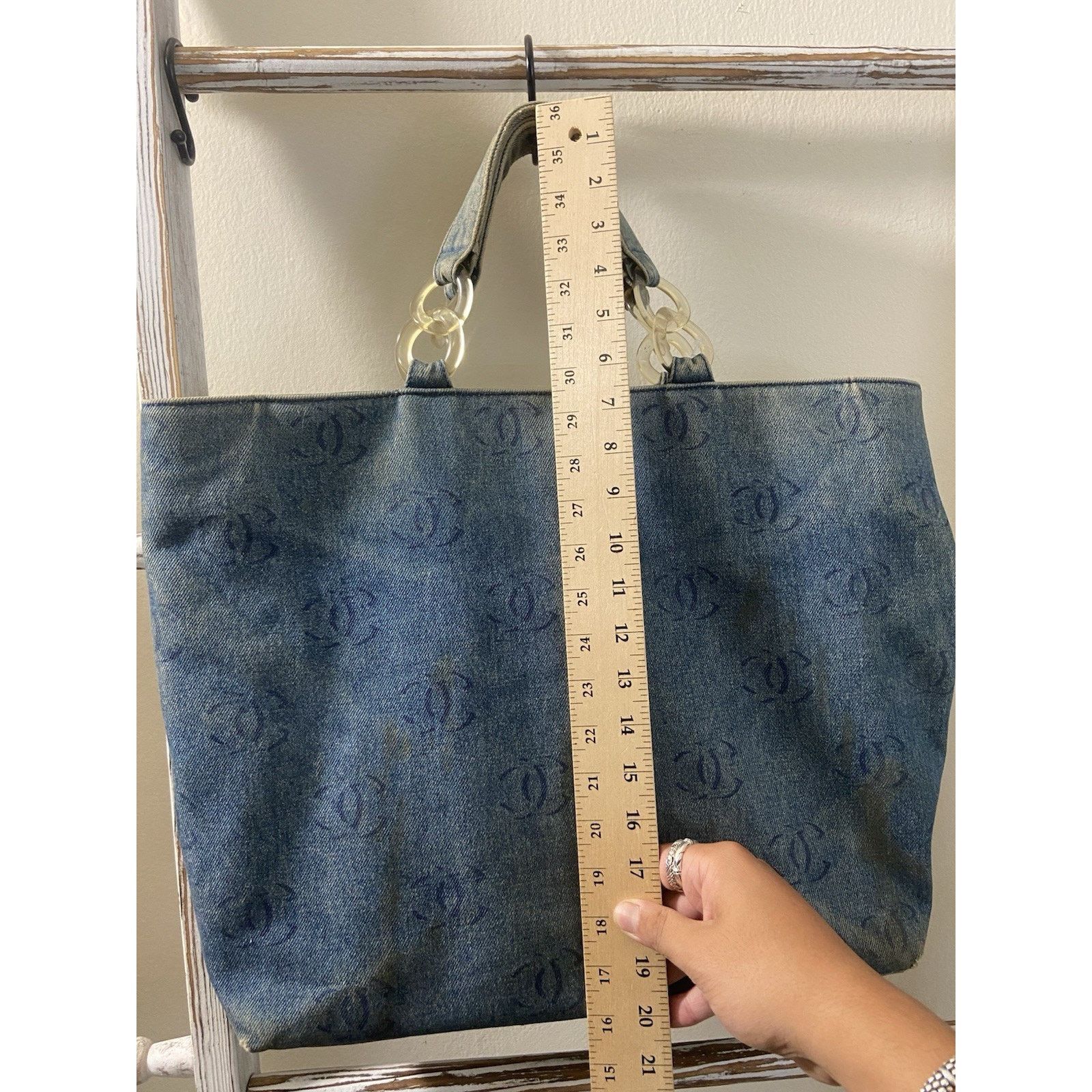 Chanel Chanel ‘02 cruise line large denim blue hand tote bag Size ONE SIZE - 3 Thumbnail