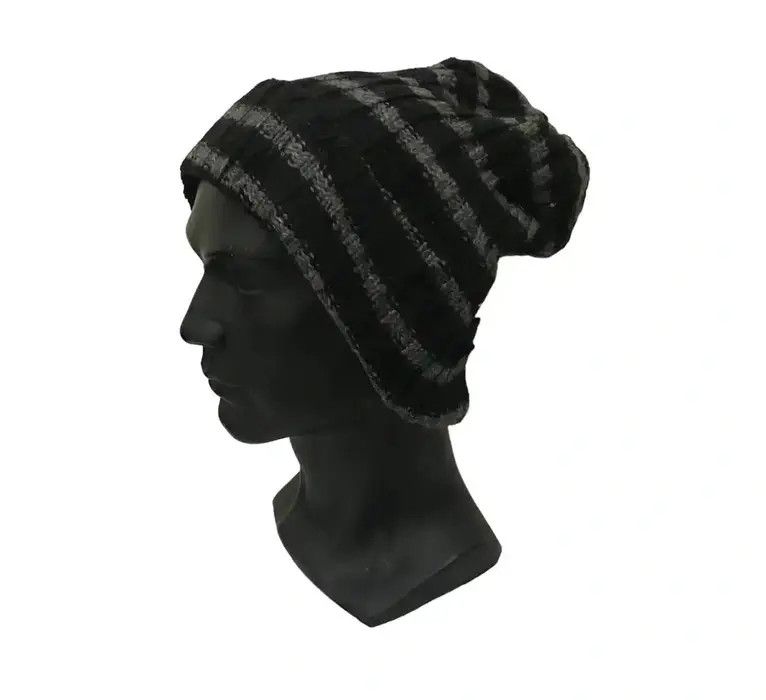 Japanese Brand × Uniqlo Uniqlo Stripe Knit Beanie Hat Size ONE SIZE - 1 Thumbnail