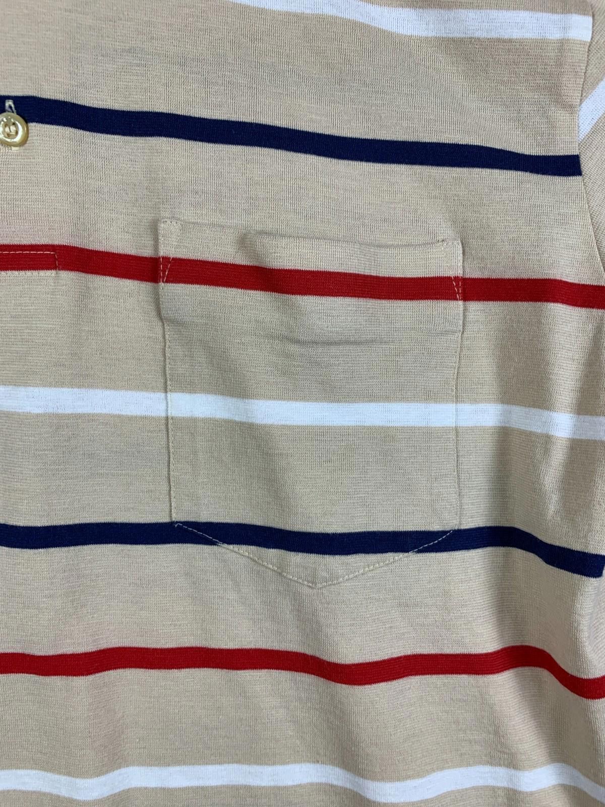 Puritan Vintage Puritan Mens Brown Thin Striped SS Polo Size L (244) Size US L / EU 52-54 / 3 - 4 Thumbnail