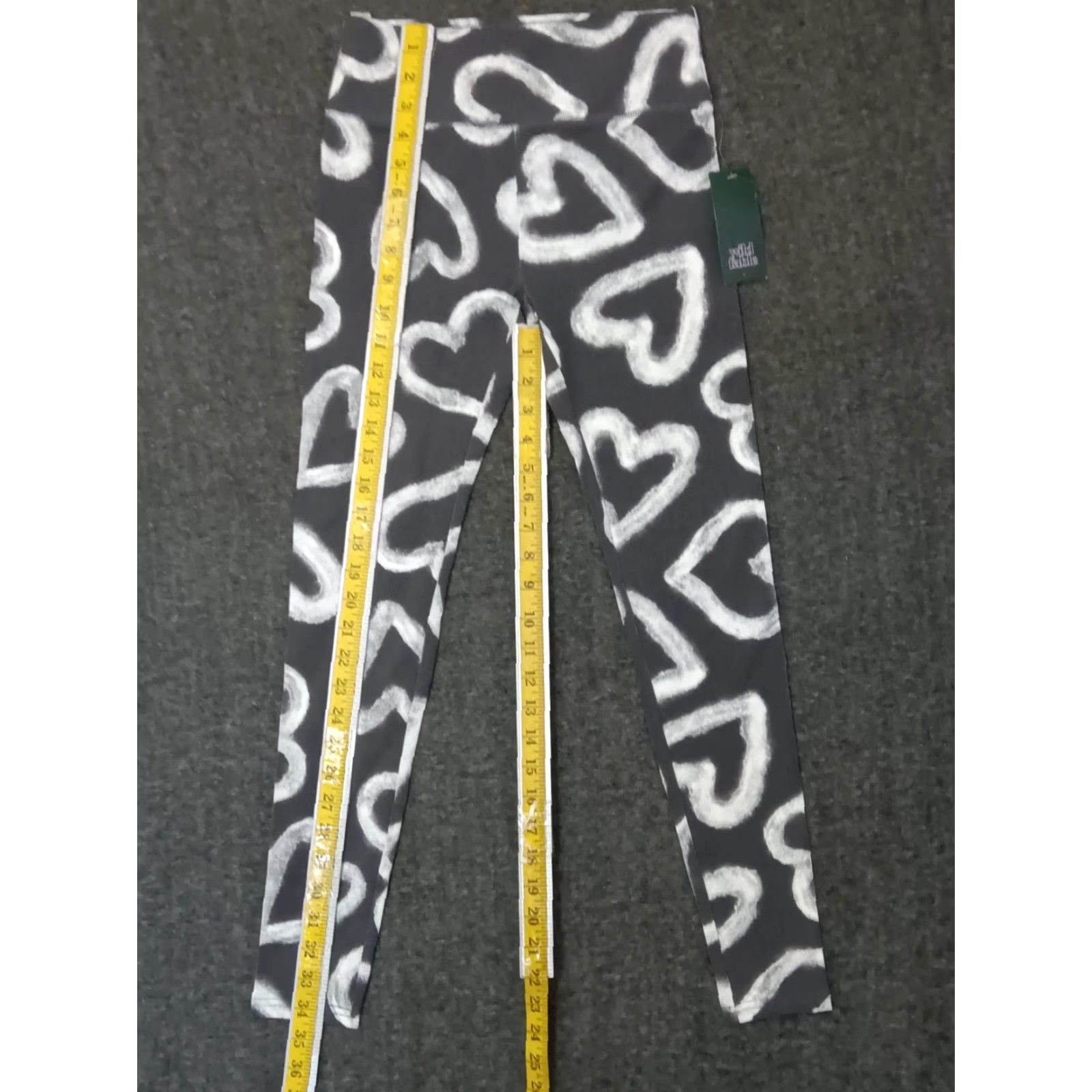 Vintage Wild Fable Leggings Women XS Gray High-Rise Heart Print Size 26" / US 2 / IT 38 - 5 Thumbnail