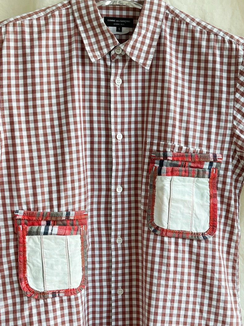 Comme des Garcons Comme Des Garcons Short Sleeve Shirt Top with Red Brown Wh Size US S / EU 44-46 / 1 - 6 Thumbnail